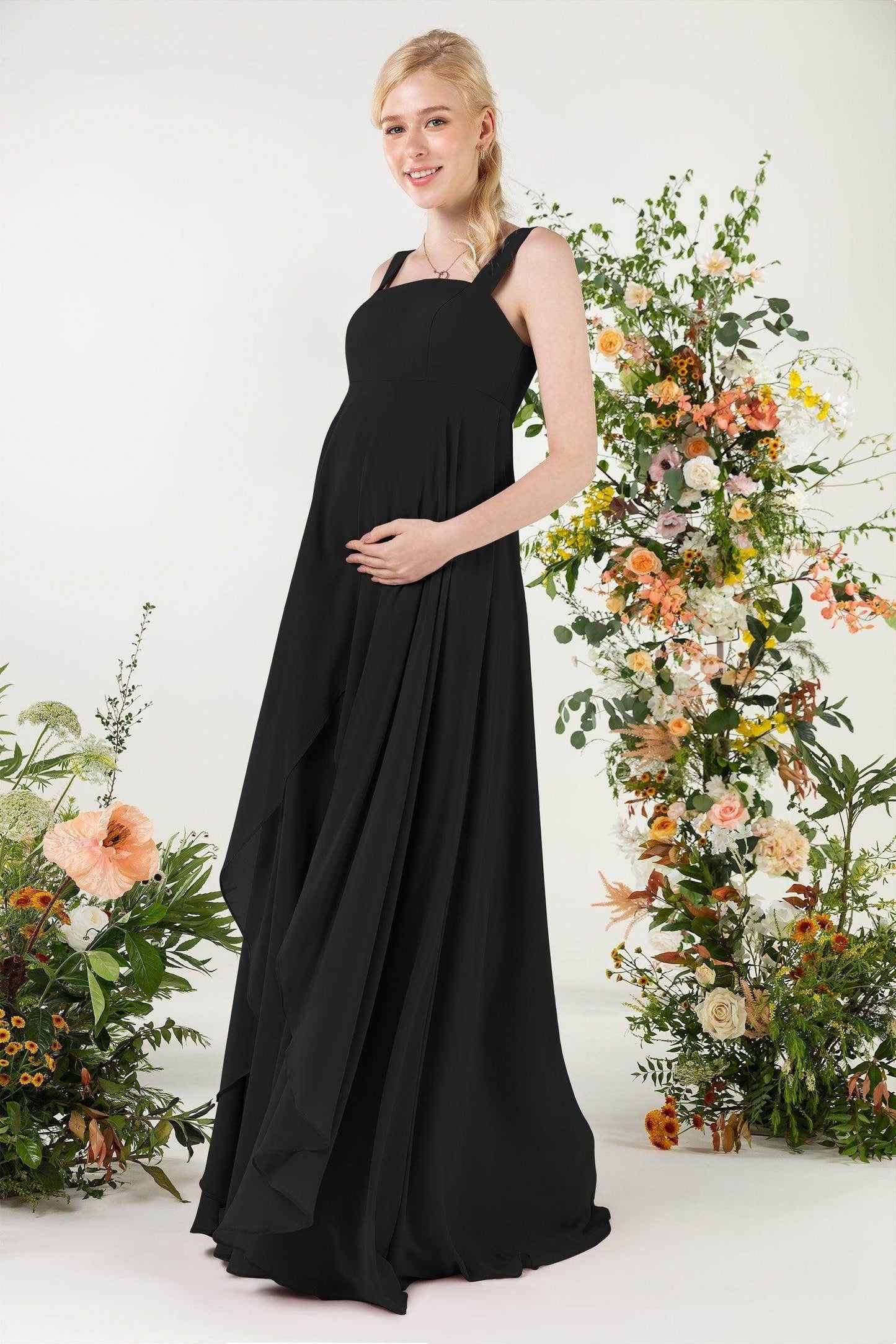 A-Line Sweep-Brush Train Chiffon Bridesmaid Dress CB0473M - COCOMELODY