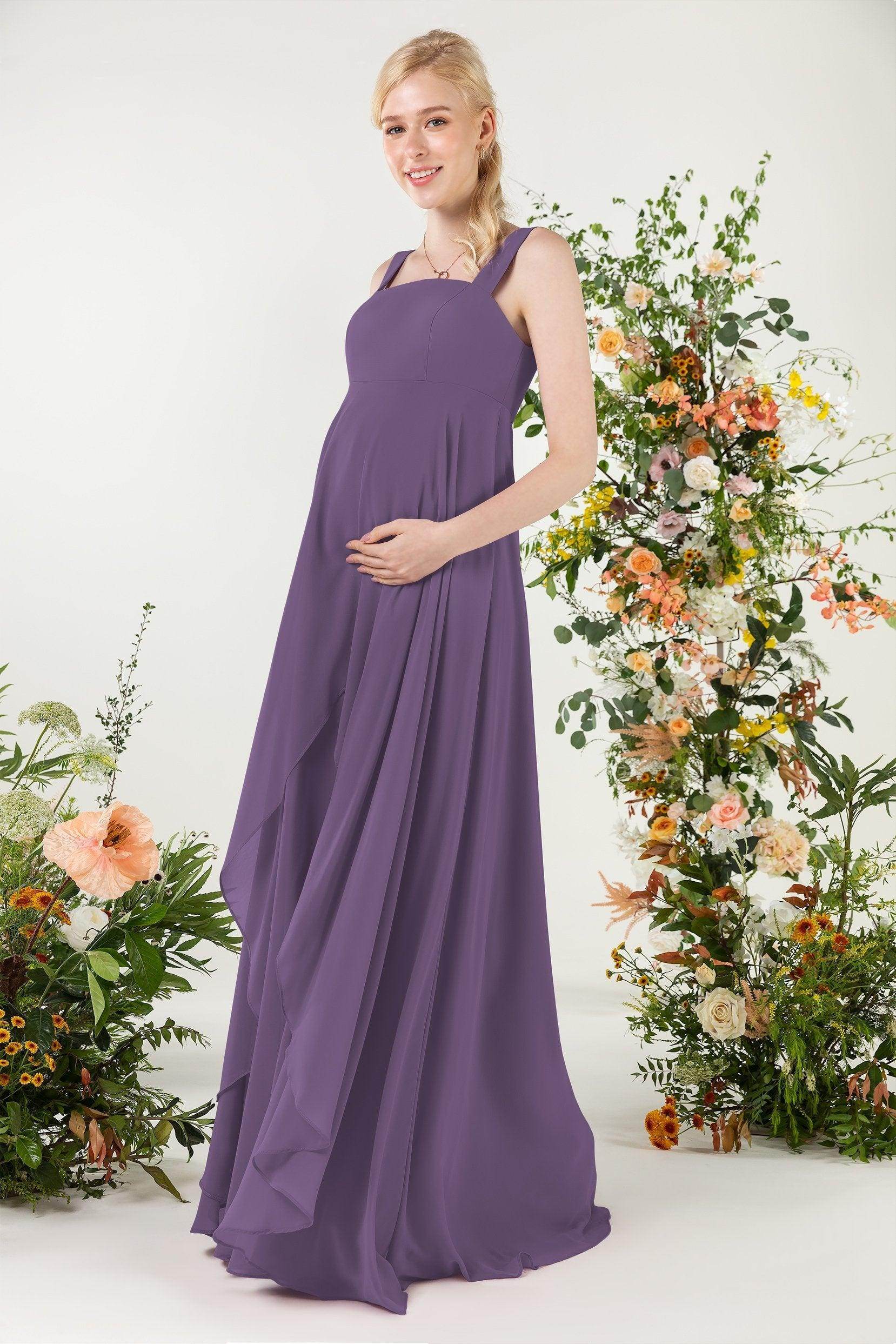 A-Line Sweep-Brush Train Chiffon Bridesmaid Dress CB0473M - COCOMELODY