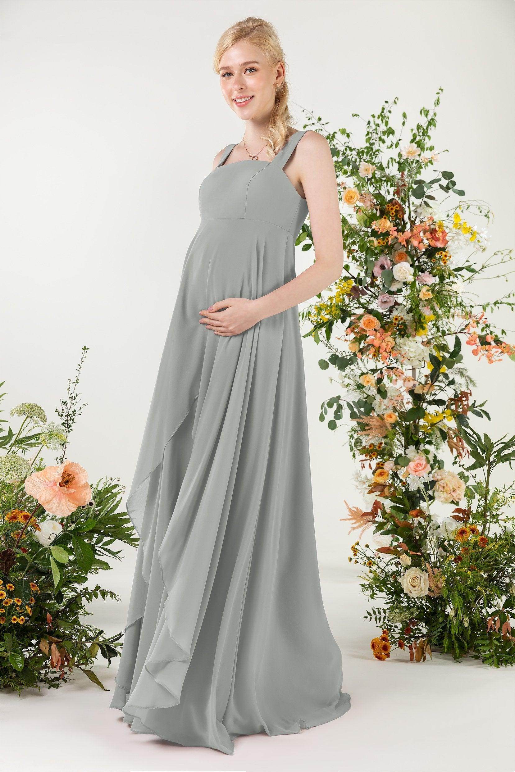 A-Line Sweep-Brush Train Chiffon Bridesmaid Dress CB0473M - COCOMELODY
