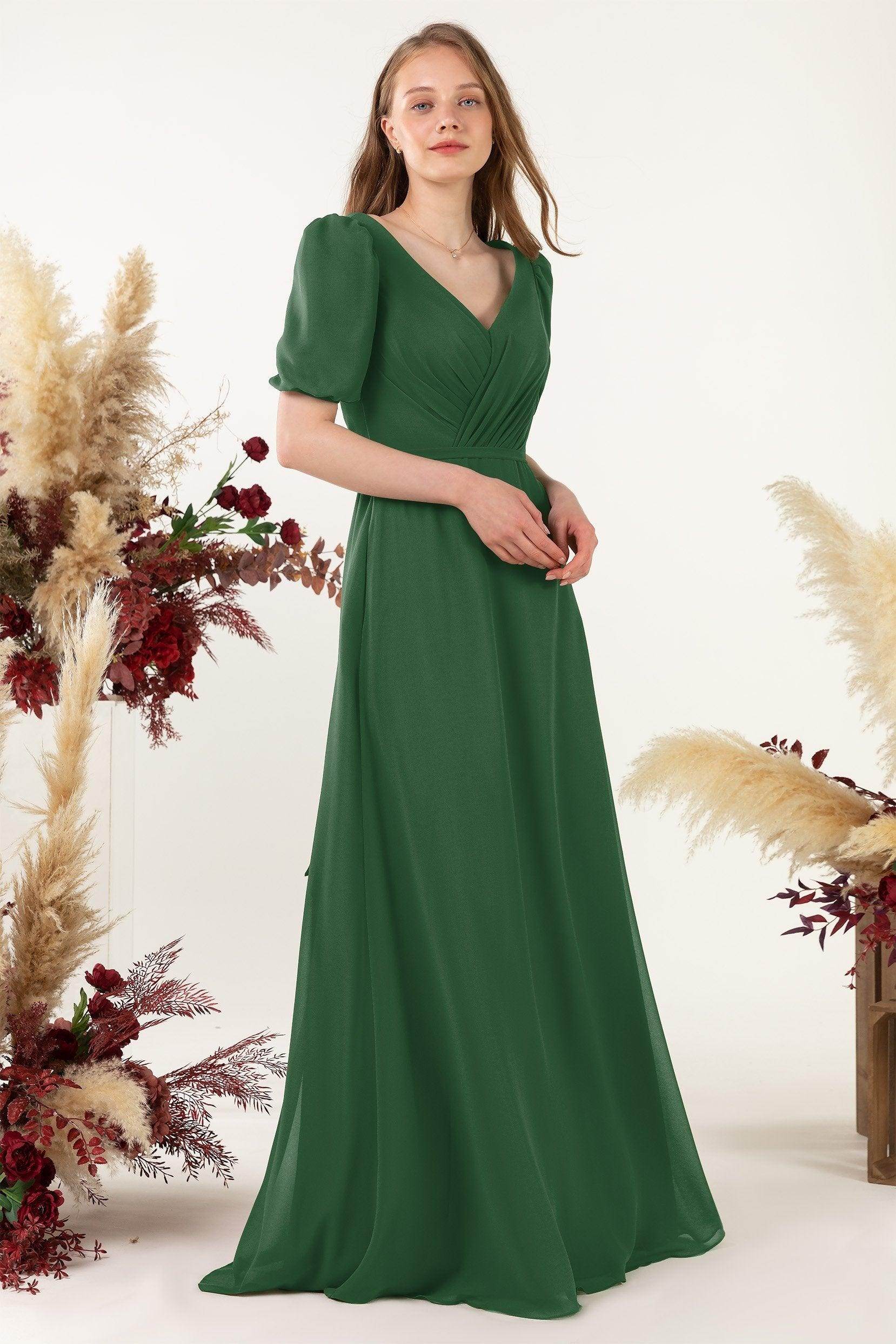 Sheath-Column Floor Length Chiffon Bridesmaid Dress CB0475 - COCOMELODY