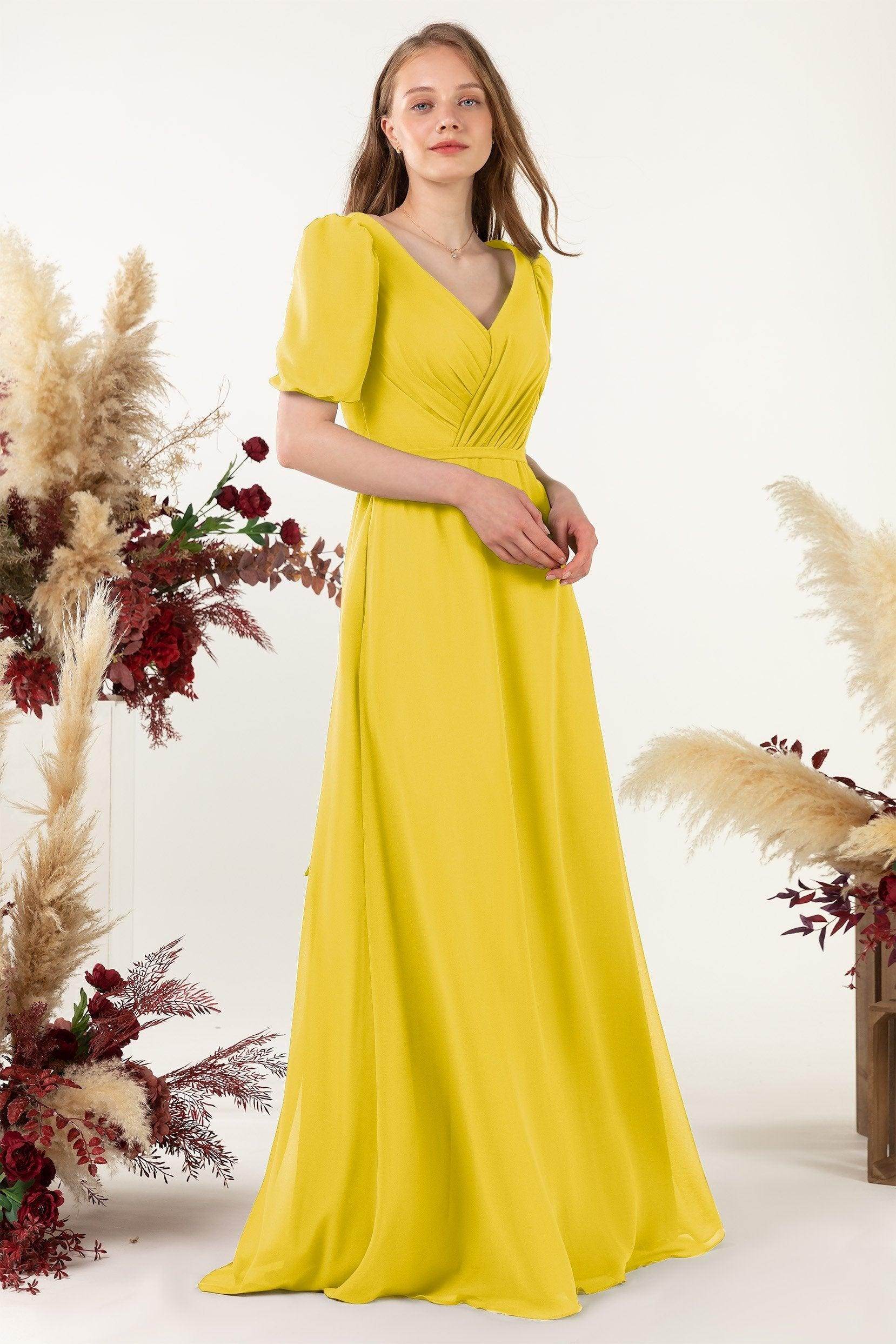 Sheath-Column Floor Length Chiffon Bridesmaid Dress CB0475 - COCOMELODY