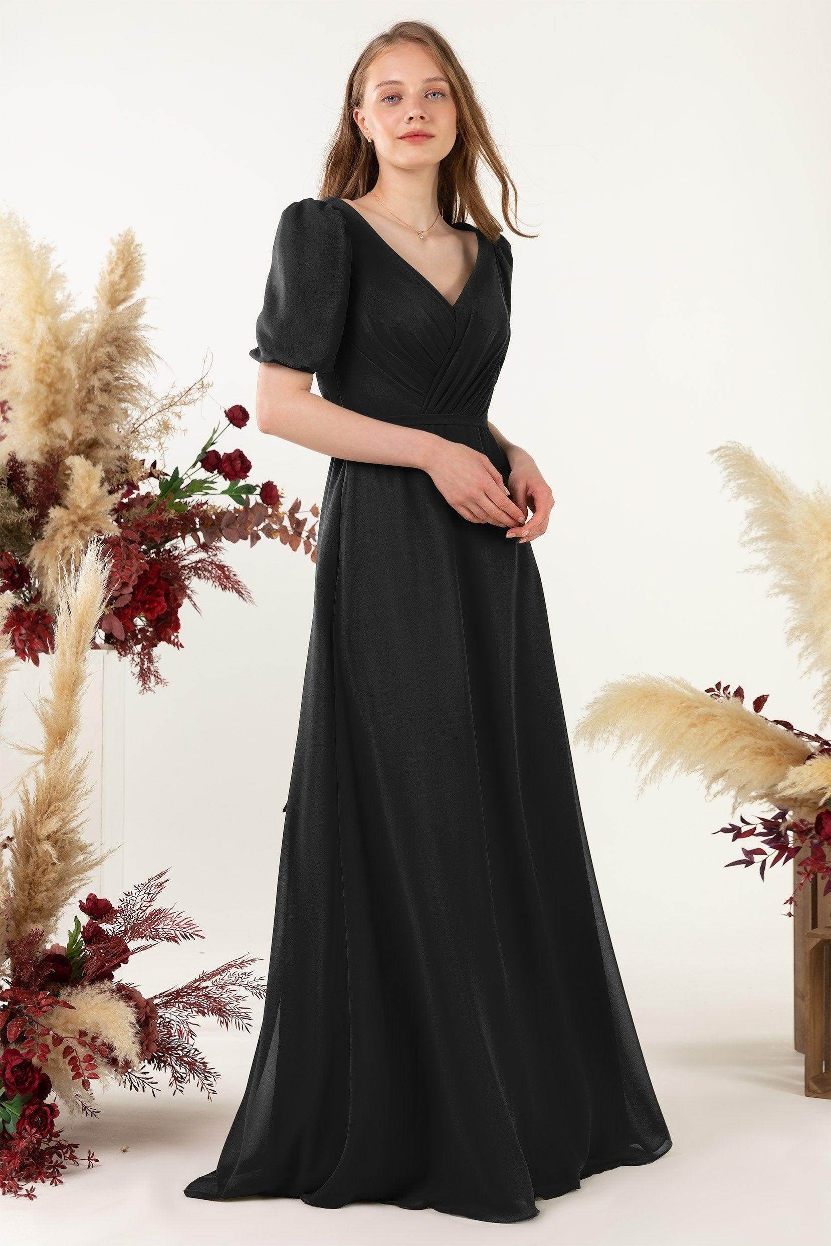 Sheath-Column Floor Length Chiffon Bridesmaid Dress CB0475 - COCOMELODY