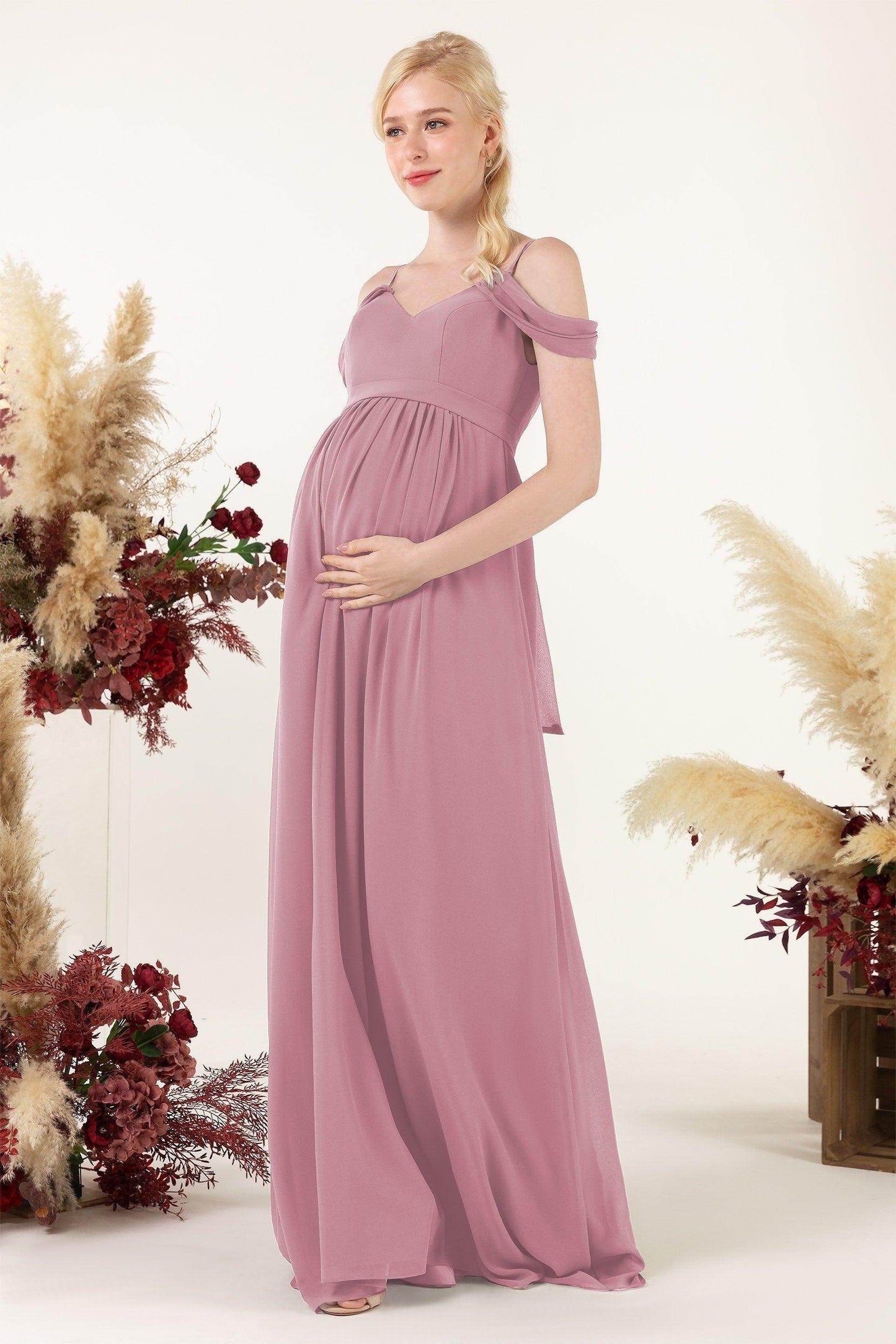 A-Line Floor Length Chiffon Bridesmaid Dress CB0476M - COCOMELODY