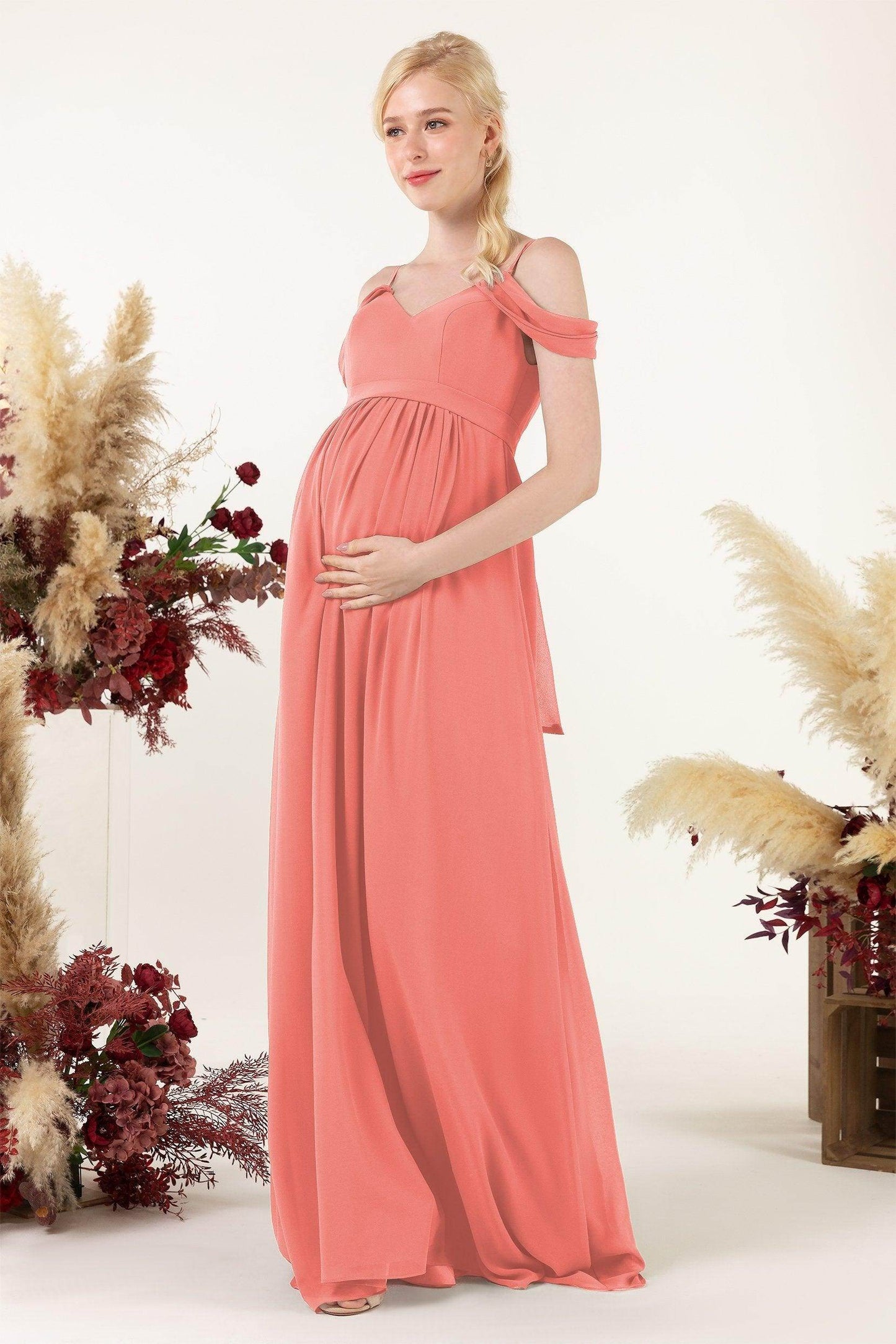 A-Line Floor Length Chiffon Bridesmaid Dress CB0476M - COCOMELODY