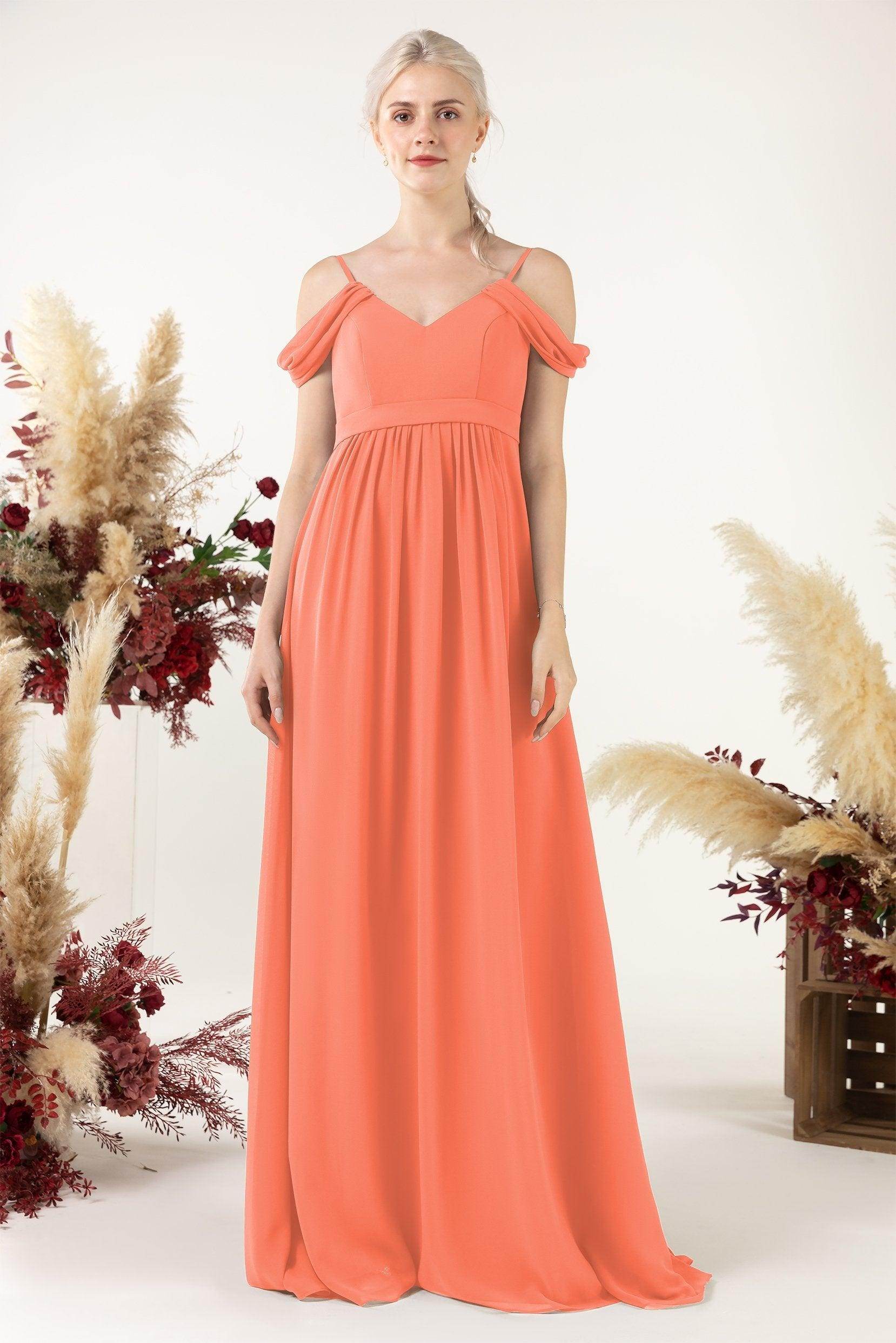 A-Line Floor Length Chiffon Bridesmaid Dress CB0476 - COCOMELODY