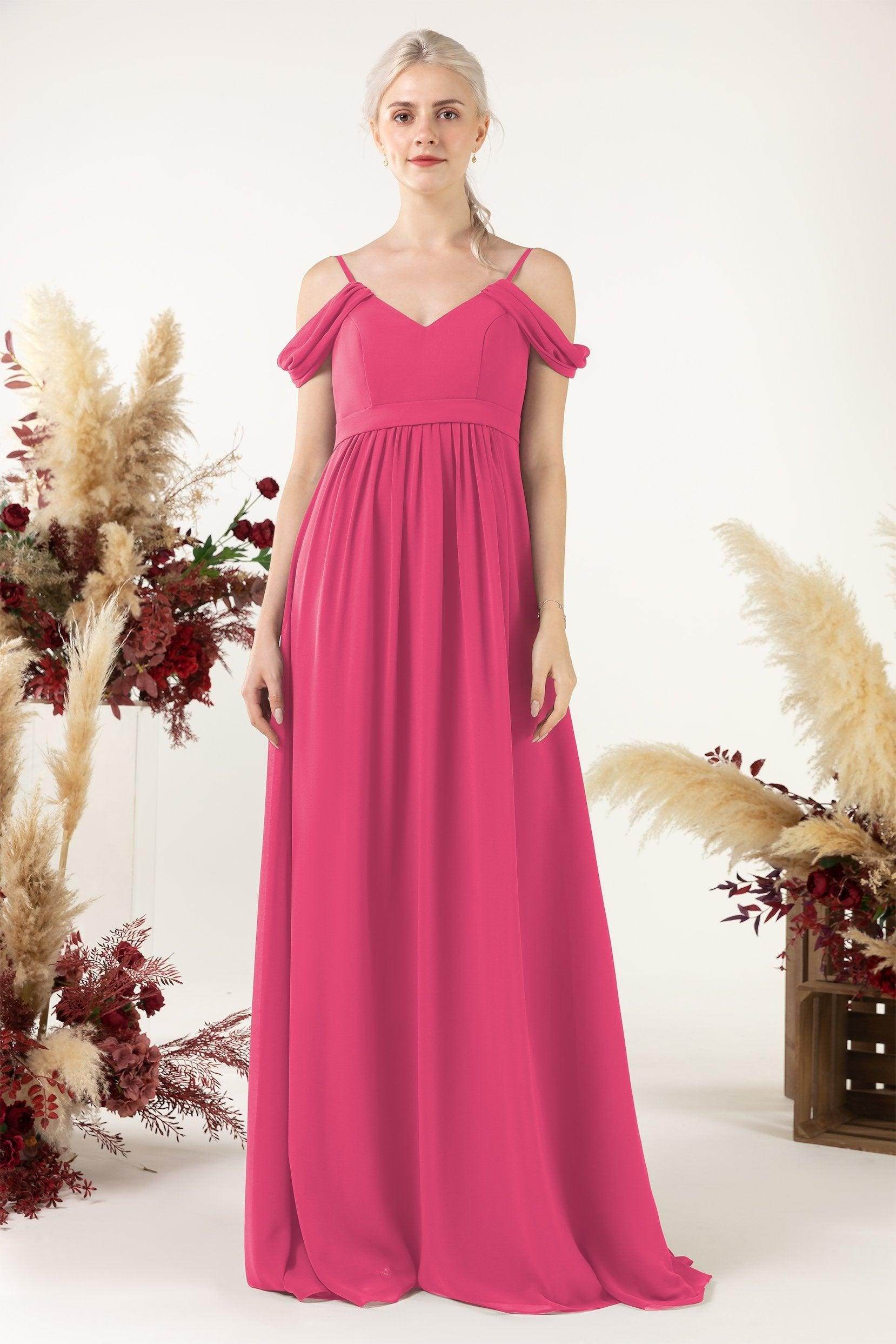 A-Line Floor Length Chiffon Bridesmaid Dress CB0476 - COCOMELODY