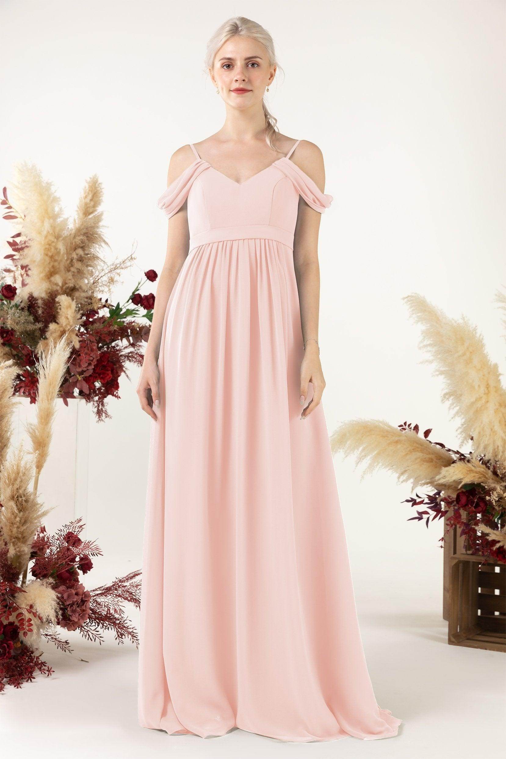 A-Line Floor Length Chiffon Bridesmaid Dress CB0476 - COCOMELODY
