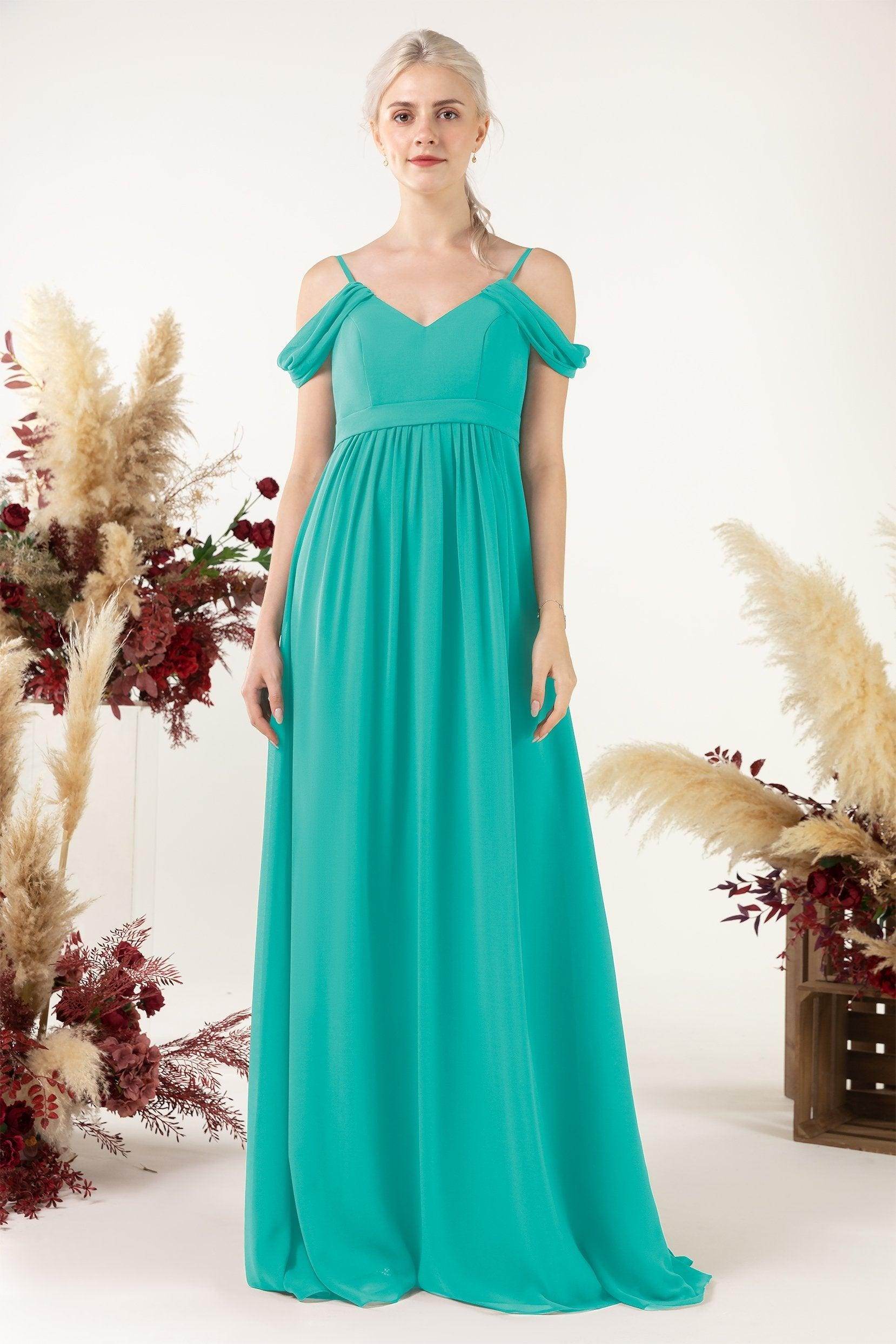 A-Line Floor Length Chiffon Bridesmaid Dress CB0476 - COCOMELODY