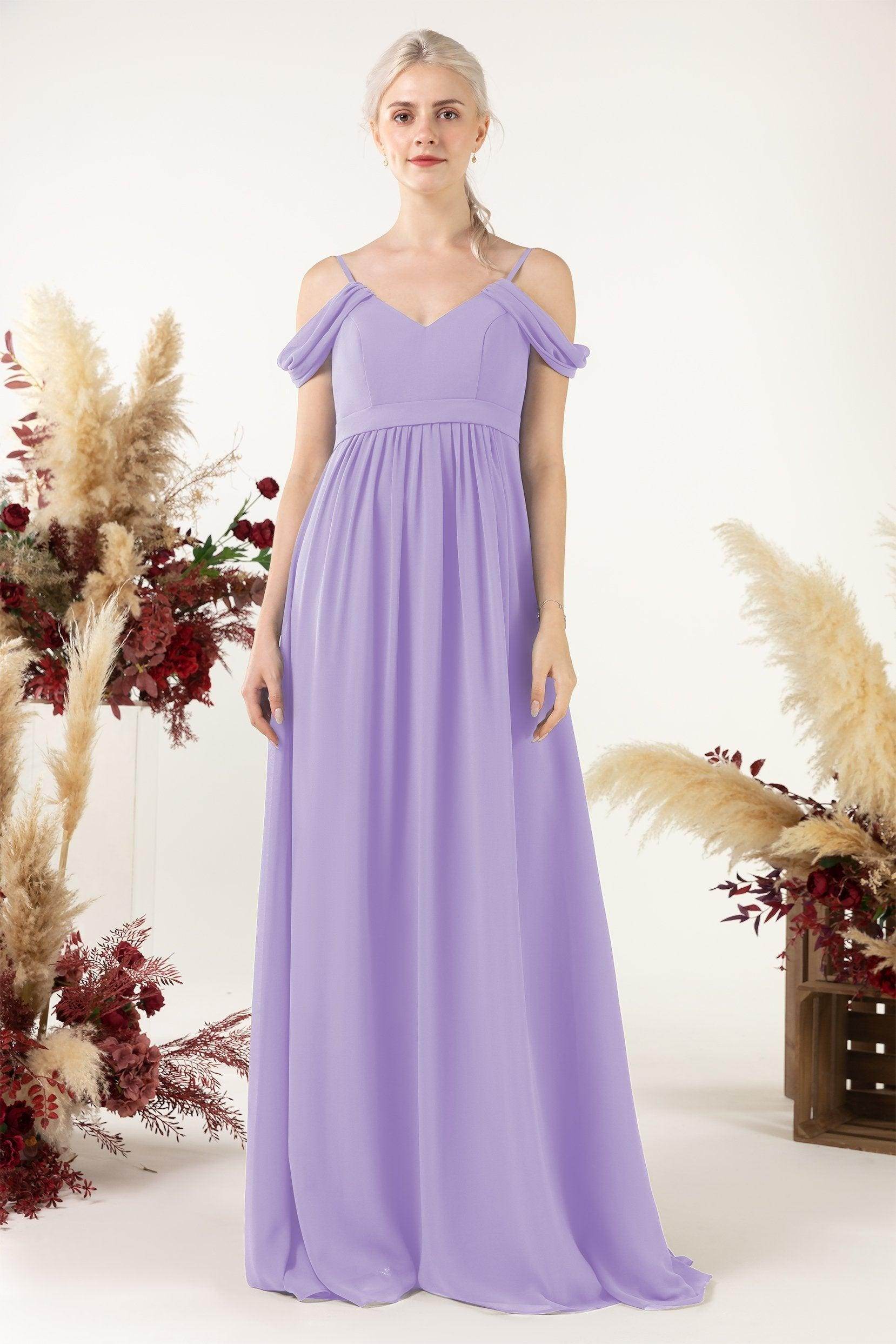 A-Line Floor Length Chiffon Bridesmaid Dress CB0476 - COCOMELODY