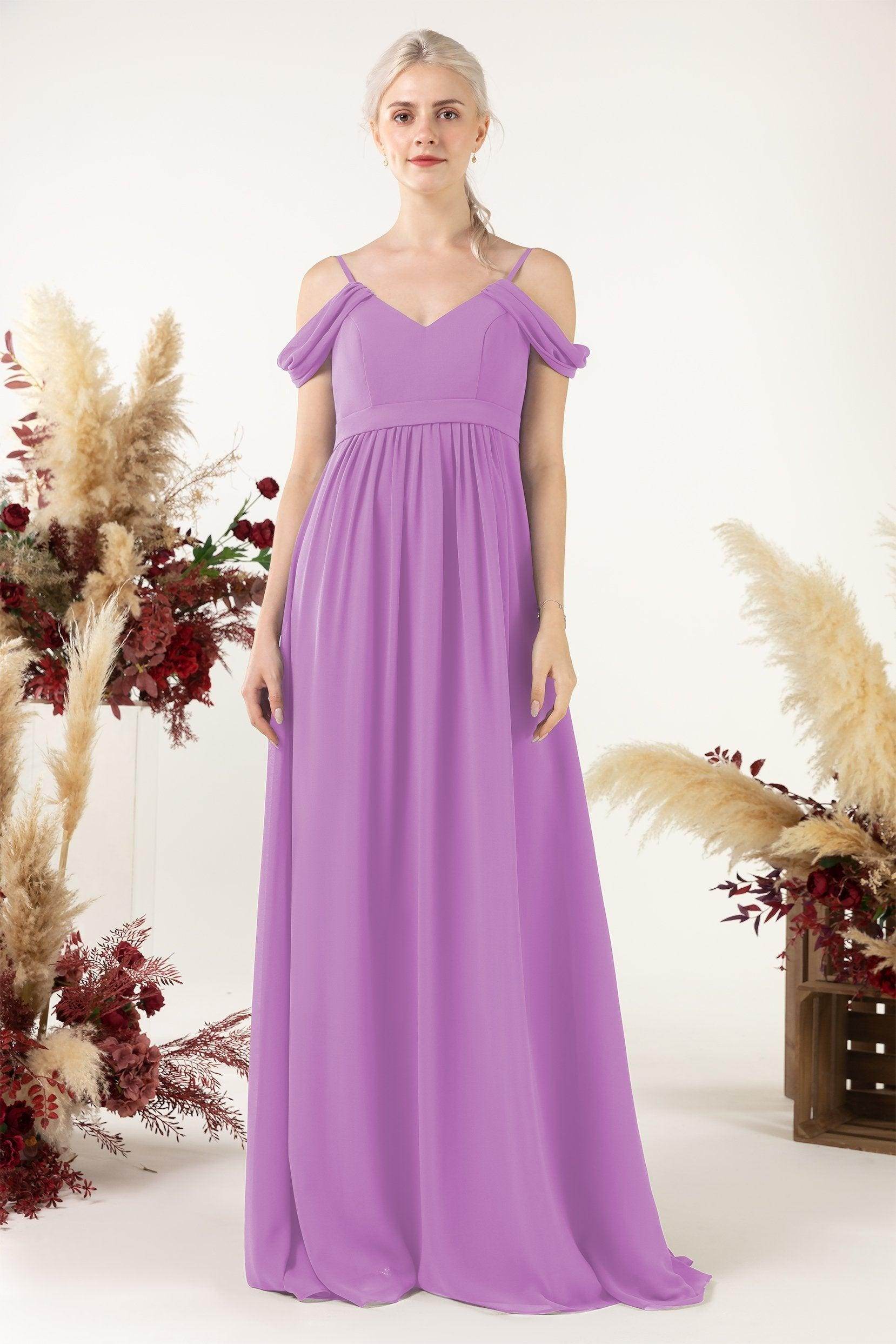 A-Line Floor Length Chiffon Bridesmaid Dress CB0476 - COCOMELODY