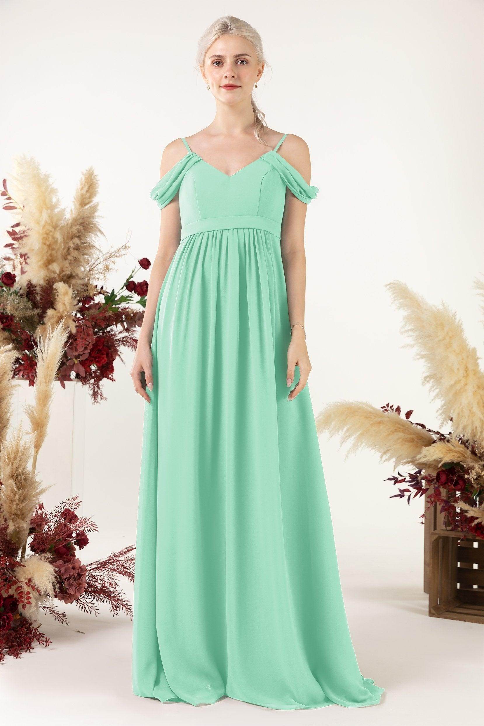 A-Line Floor Length Chiffon Bridesmaid Dress CB0476 - COCOMELODY
