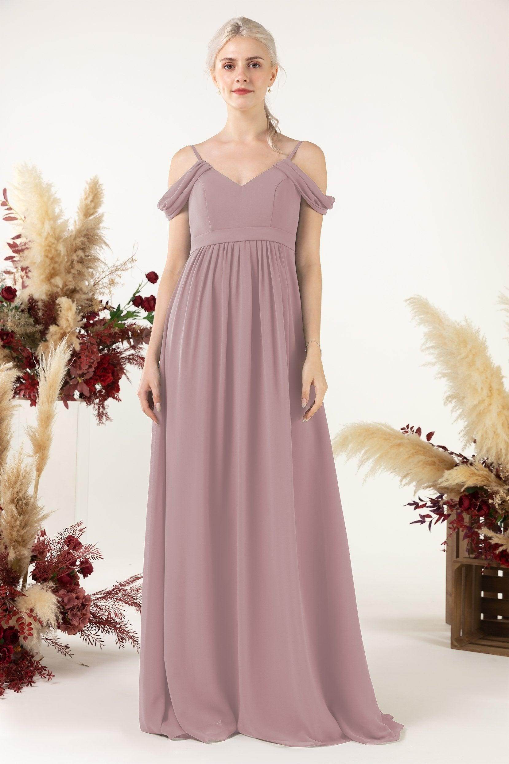 A-Line Floor Length Chiffon Bridesmaid Dress CB0476 - COCOMELODY