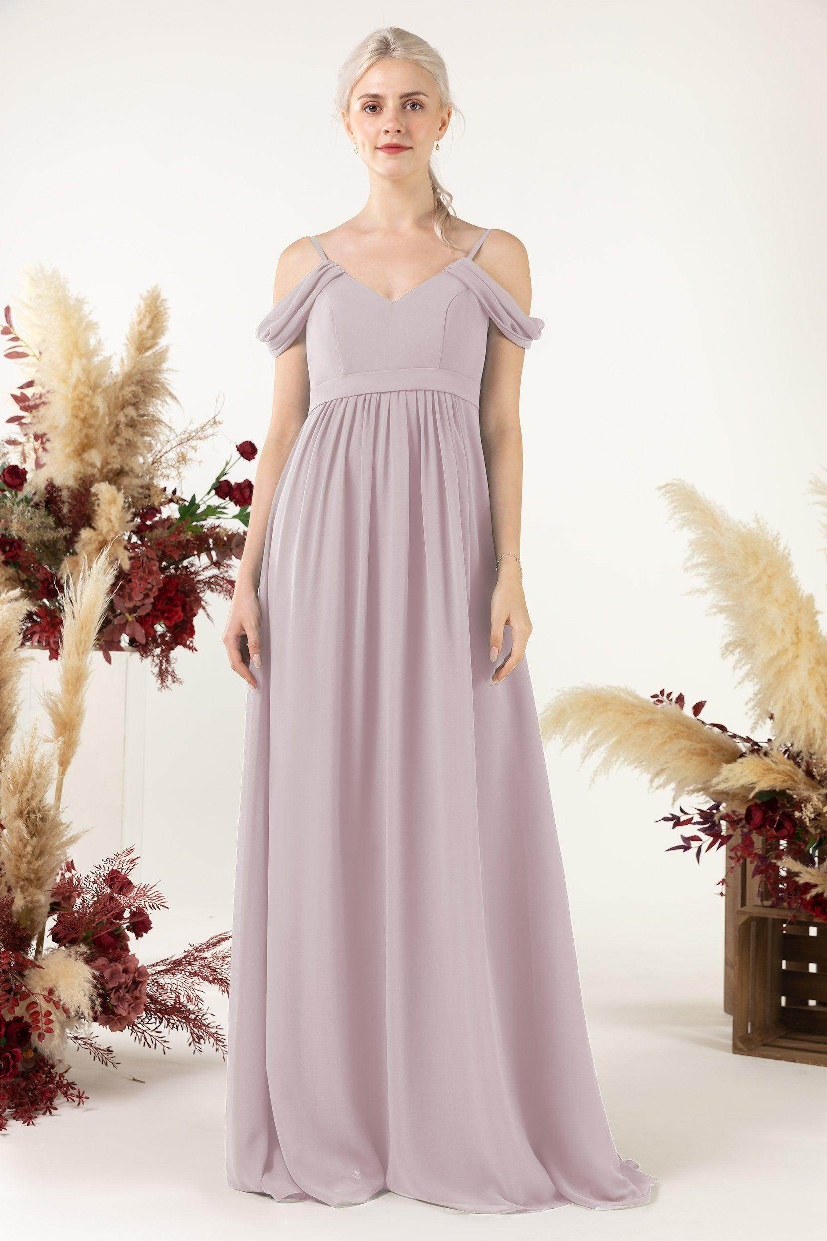 A-Line Floor Length Chiffon Bridesmaid Dress CB0476 - COCOMELODY
