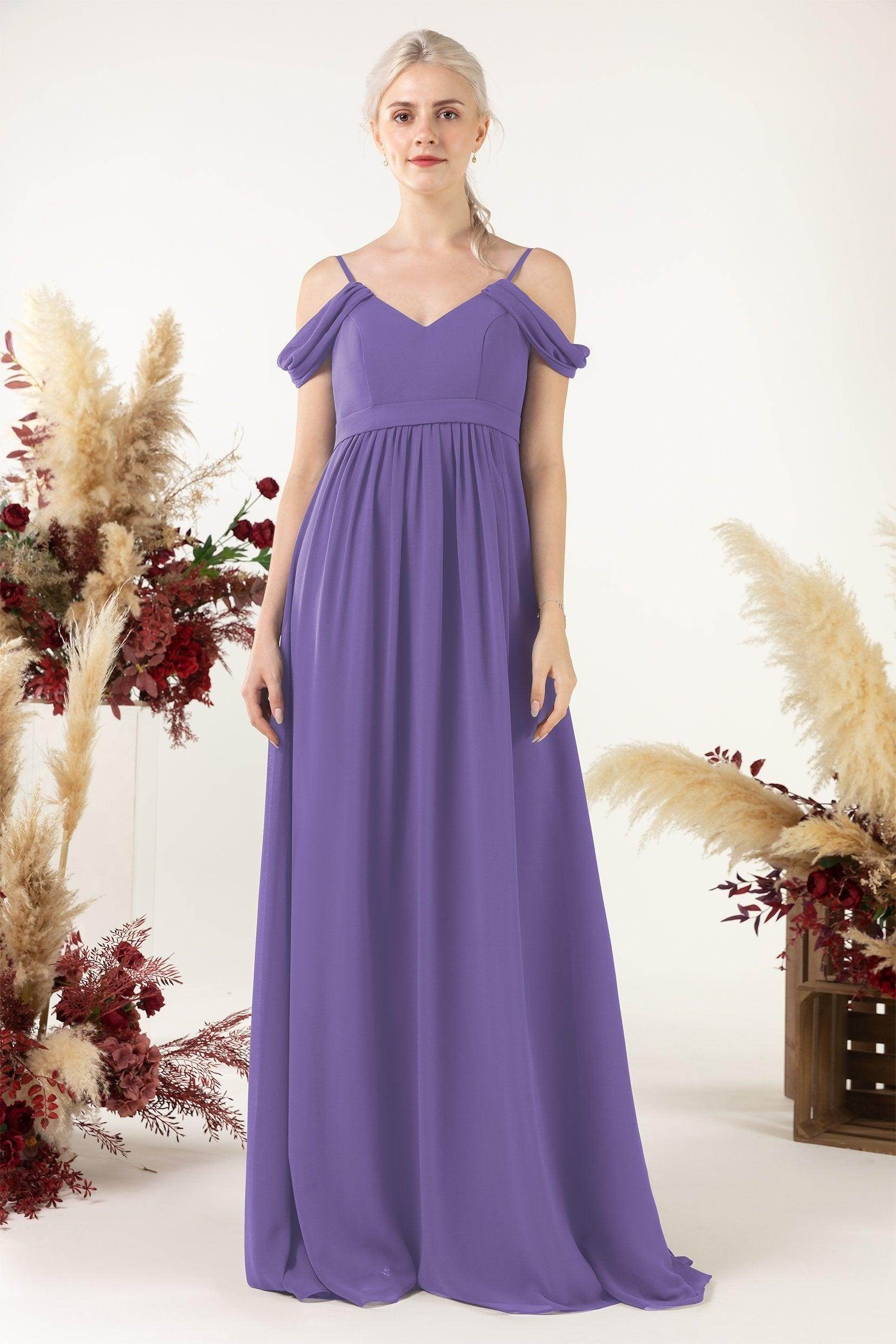 A-Line Floor Length Chiffon Bridesmaid Dress CB0476 - COCOMELODY