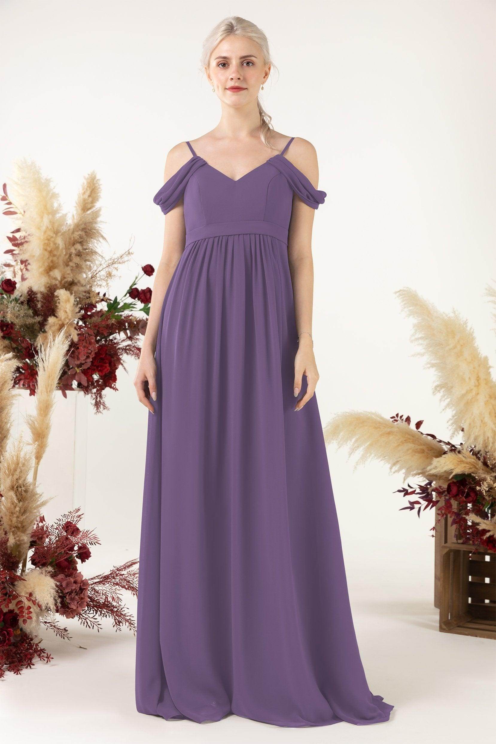 A-Line Floor Length Chiffon Bridesmaid Dress CB0476 - COCOMELODY