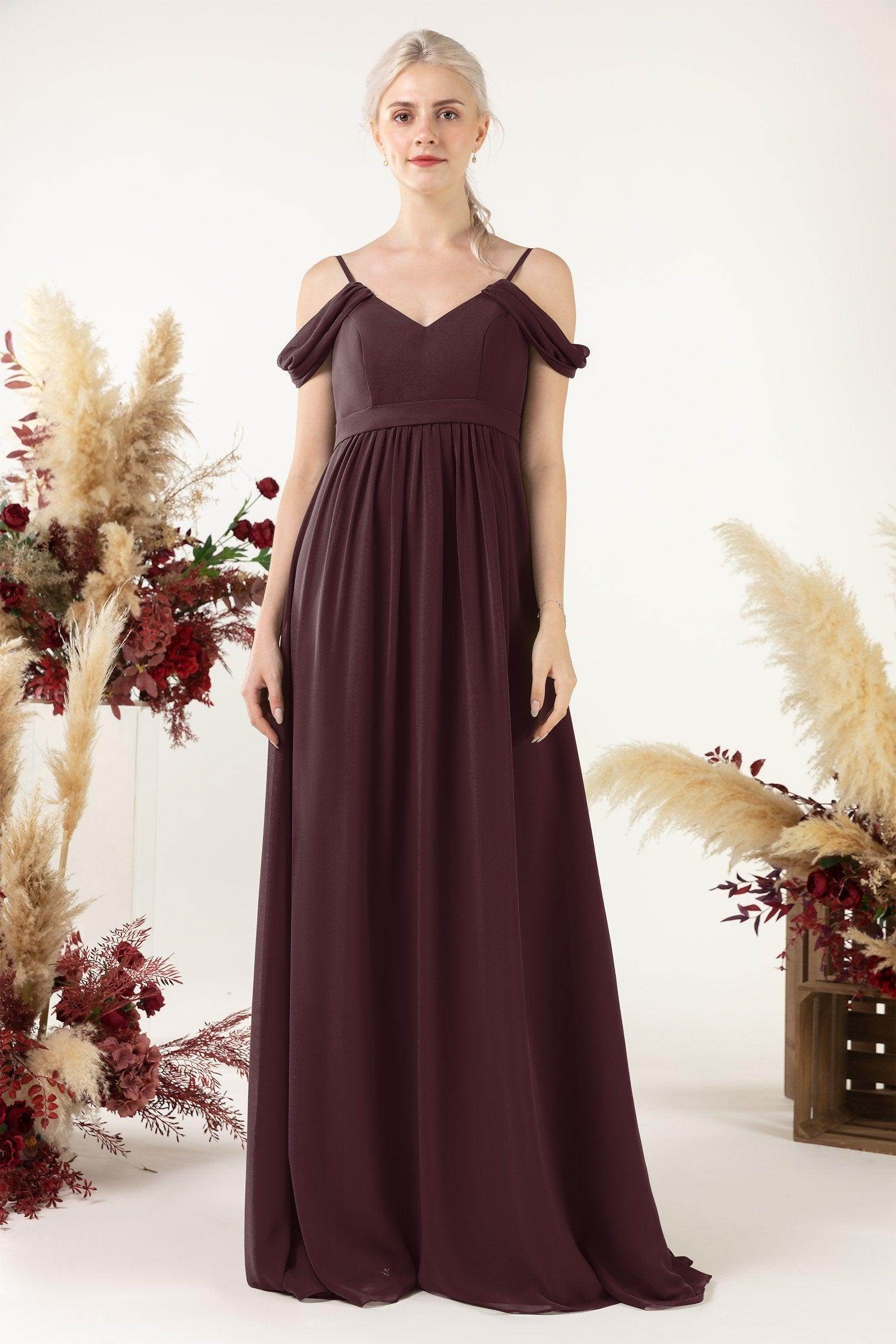 A-Line Floor Length Chiffon Bridesmaid Dress CB0476 - COCOMELODY