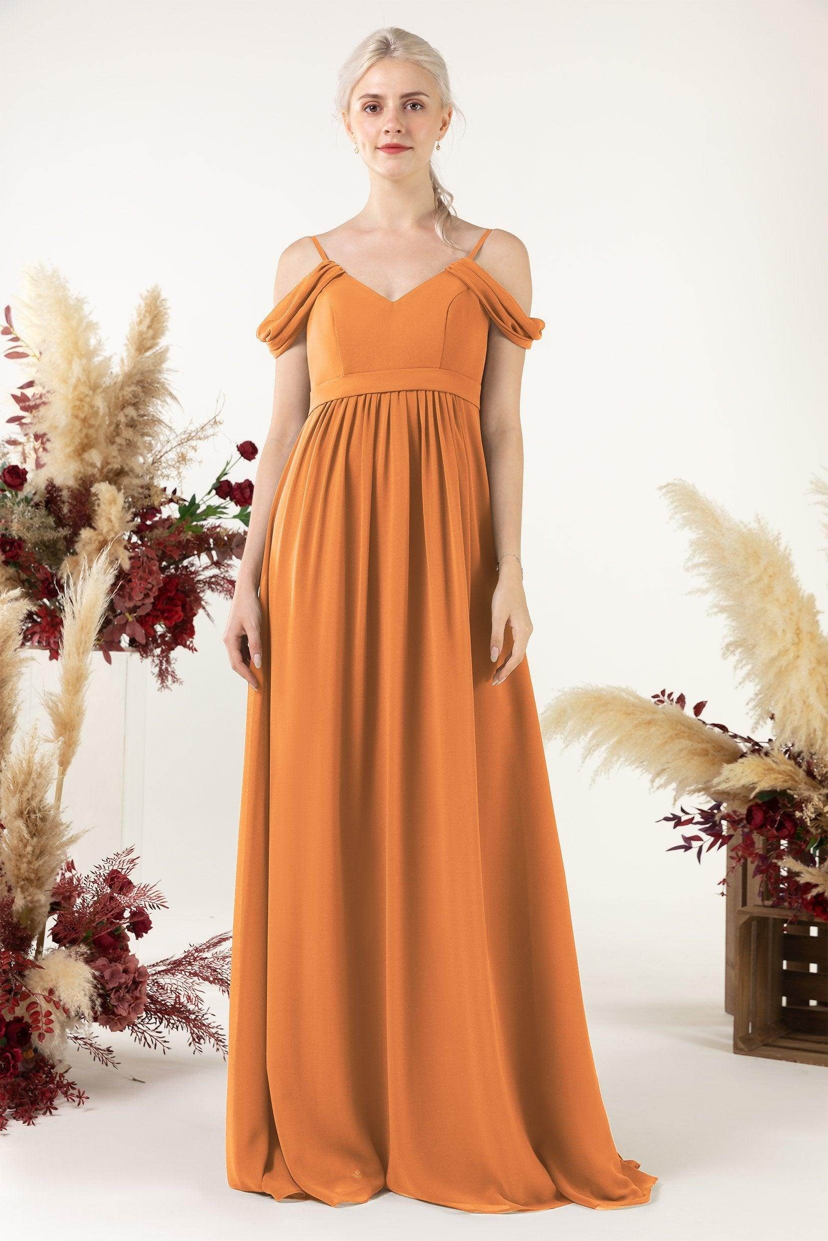 A-Line Floor Length Chiffon Bridesmaid Dress CB0476 - COCOMELODY
