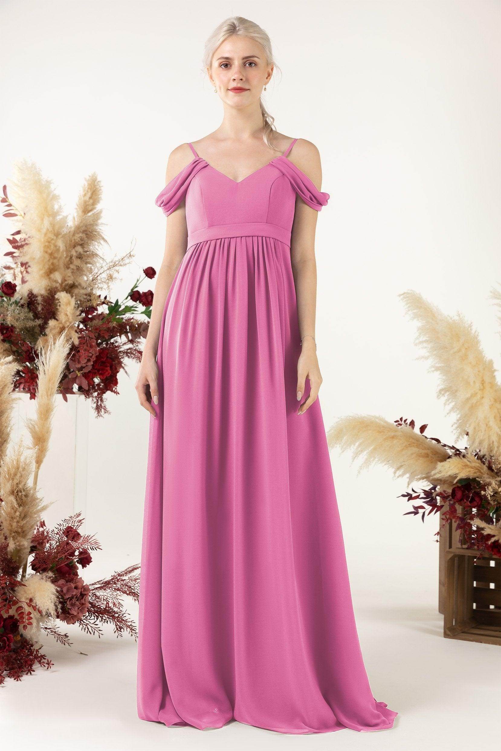 A-Line Floor Length Chiffon Bridesmaid Dress CB0476 - COCOMELODY
