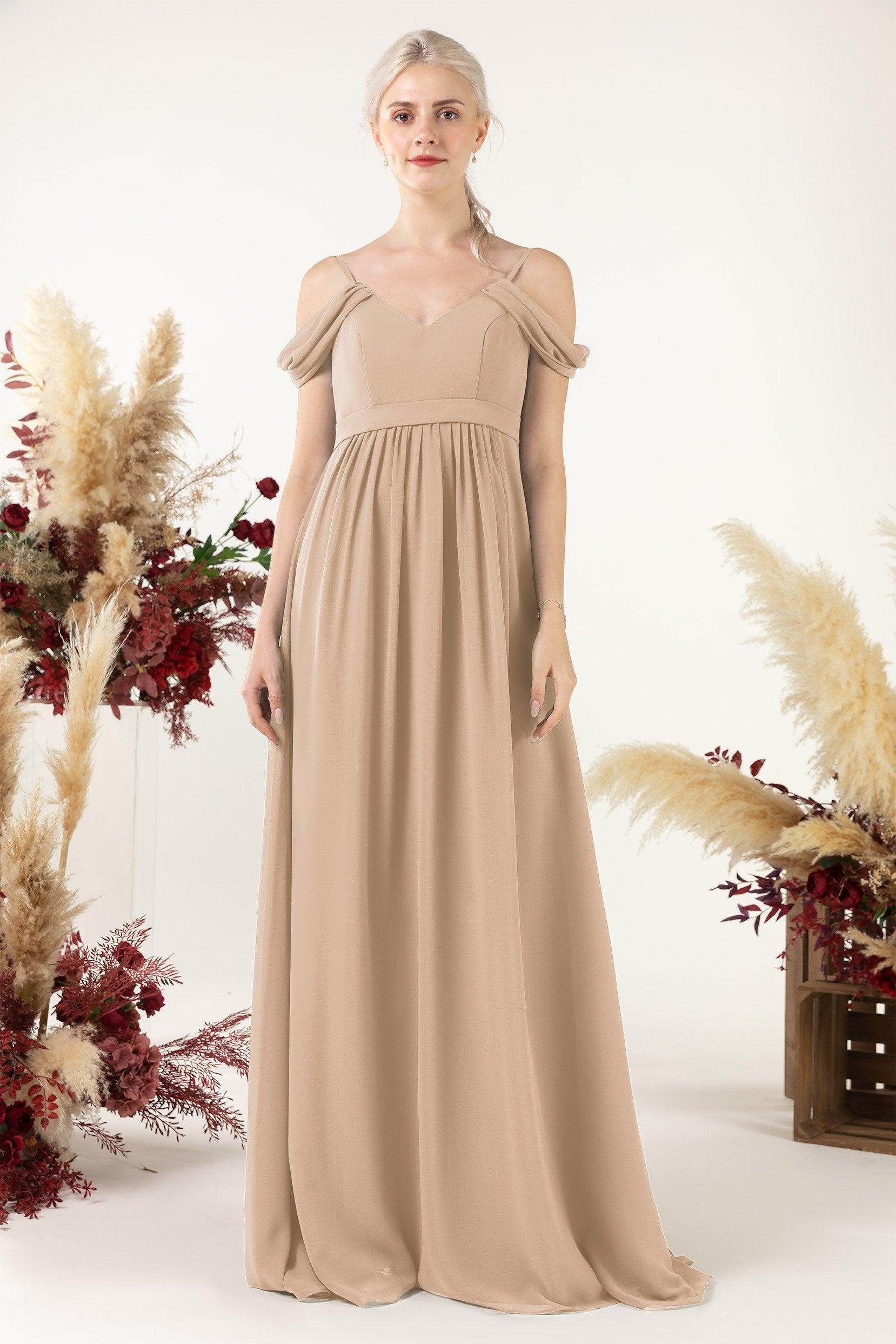 A-Line Floor Length Chiffon Bridesmaid Dress CB0476 - COCOMELODY