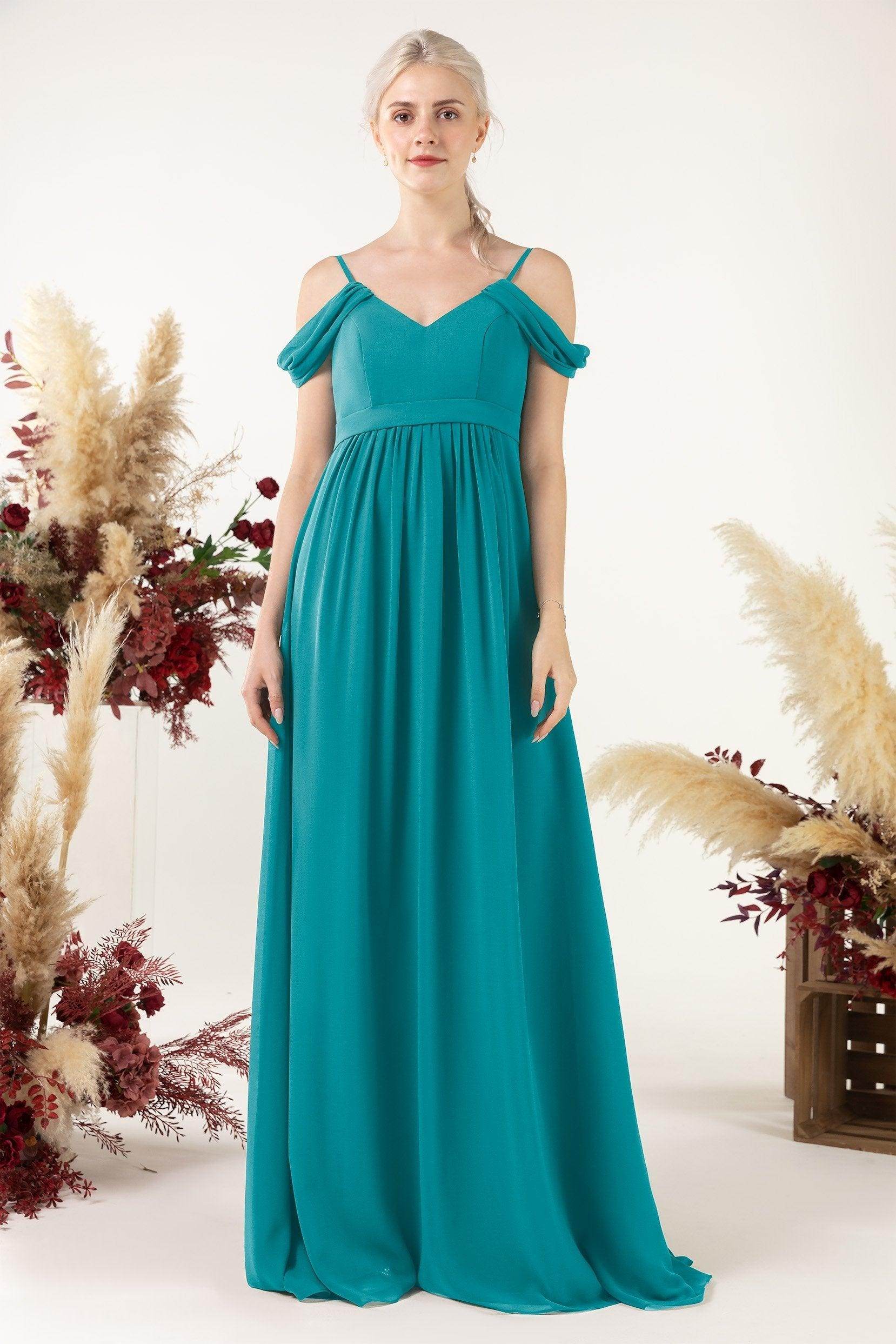 A-Line Floor Length Chiffon Bridesmaid Dress CB0476 - COCOMELODY