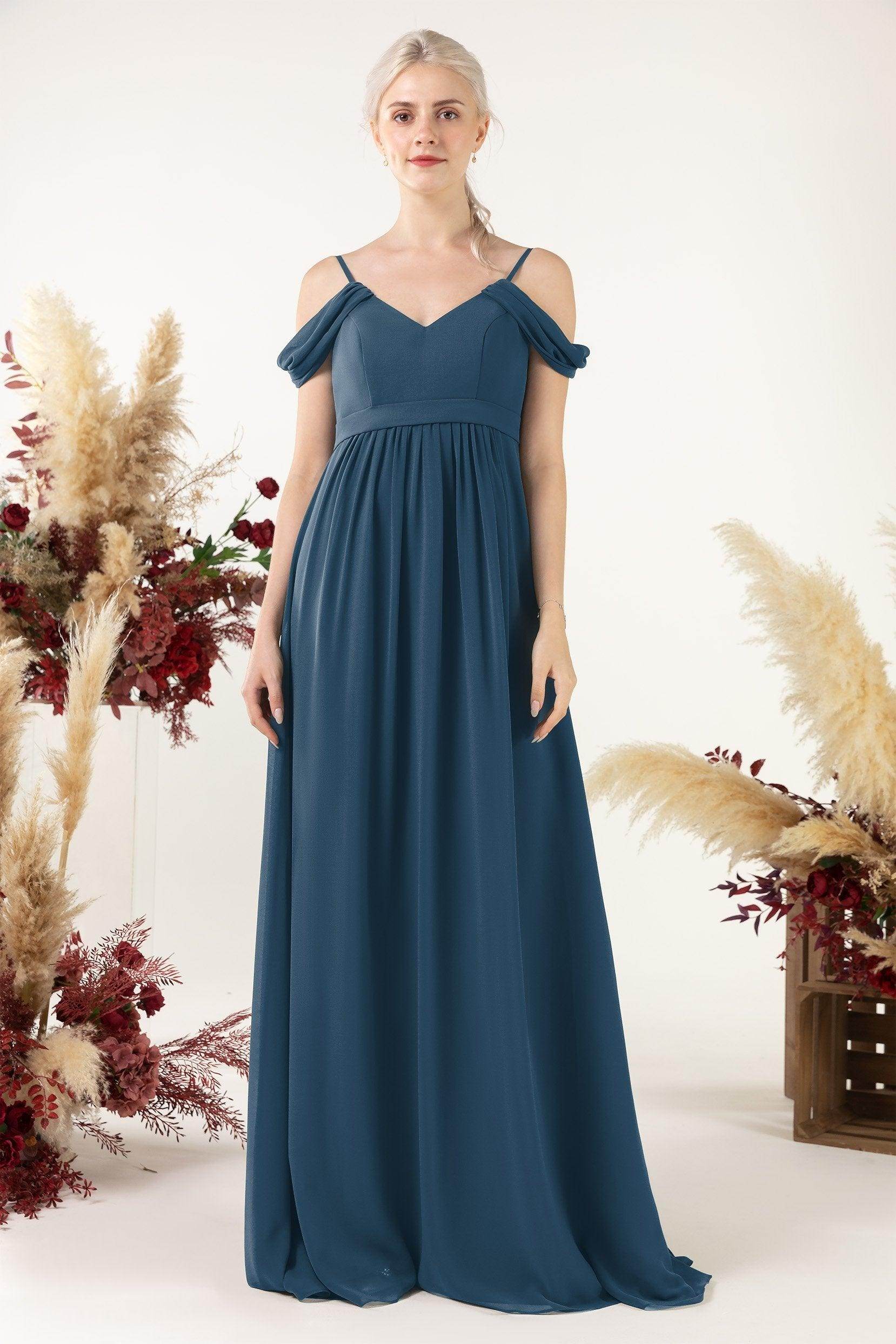 A-Line Floor Length Chiffon Bridesmaid Dress CB0476 - COCOMELODY