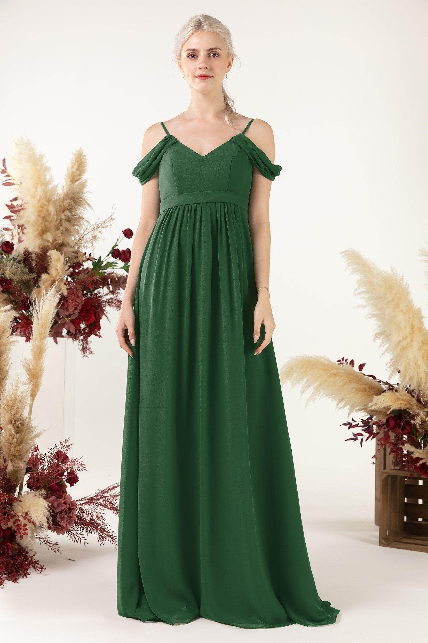 A-Line Floor Length Chiffon Bridesmaid Dress CB0476 - COCOMELODY