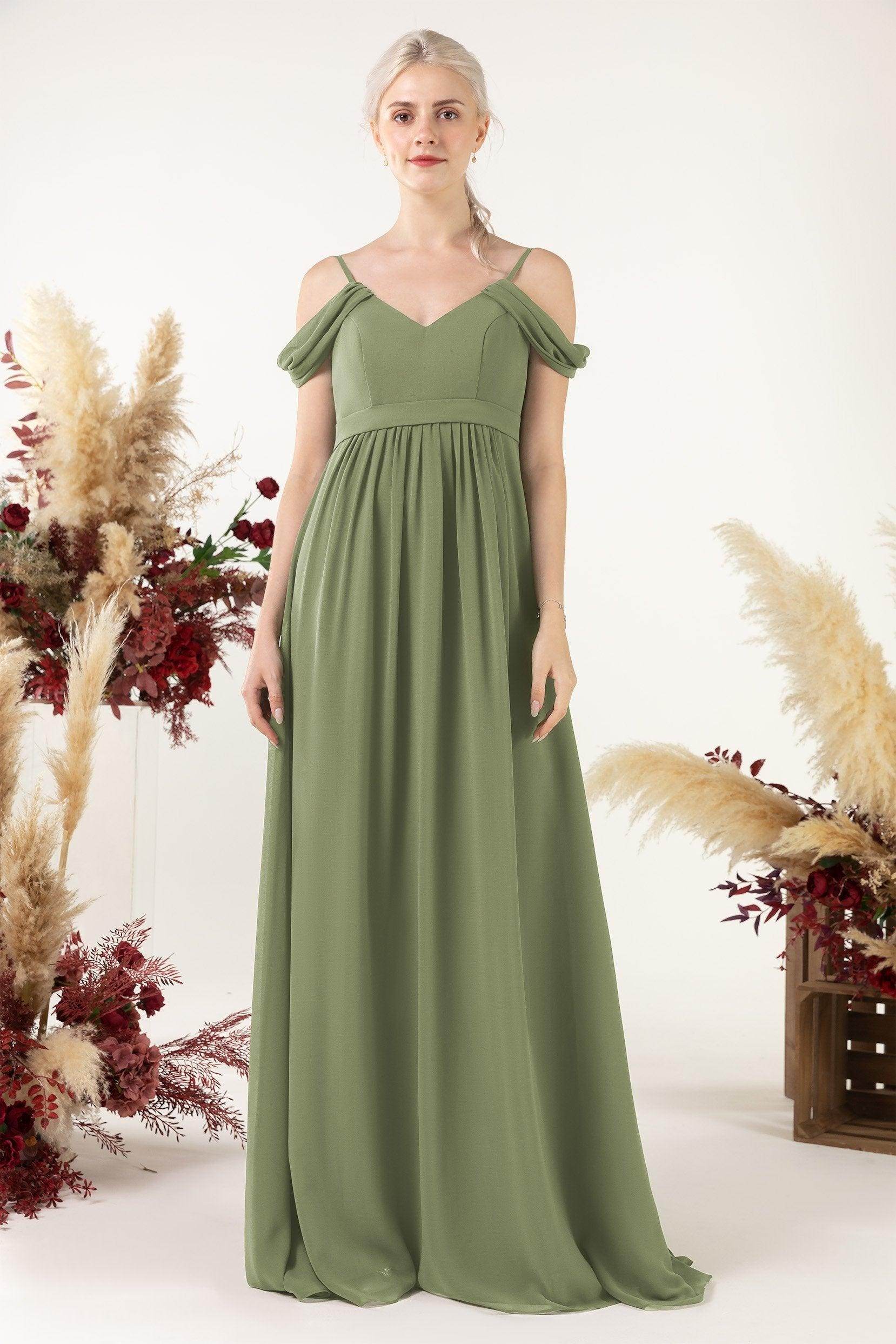 A-Line Floor Length Chiffon Bridesmaid Dress CB0476 - COCOMELODY
