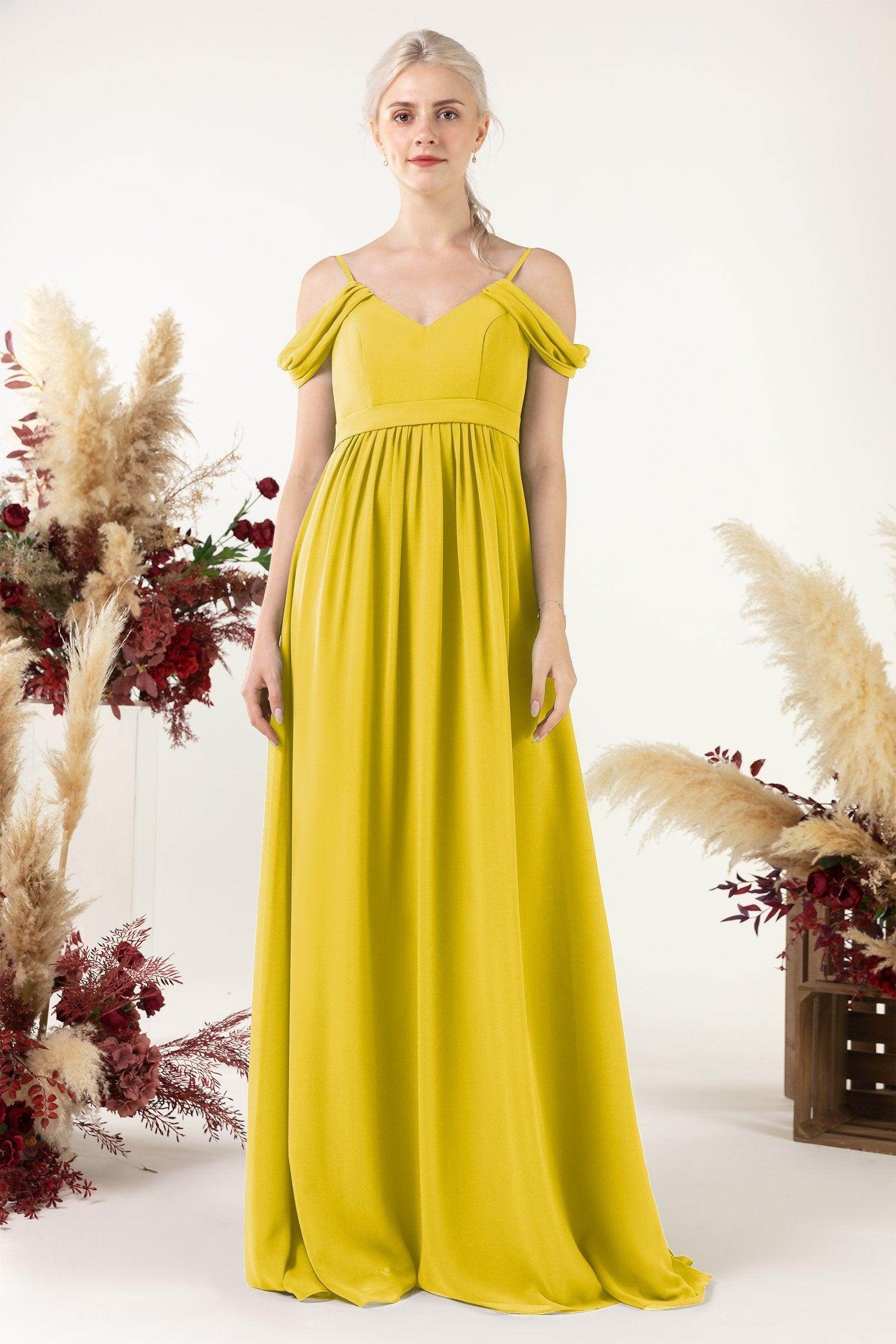 A-Line Floor Length Chiffon Bridesmaid Dress CB0476 - COCOMELODY