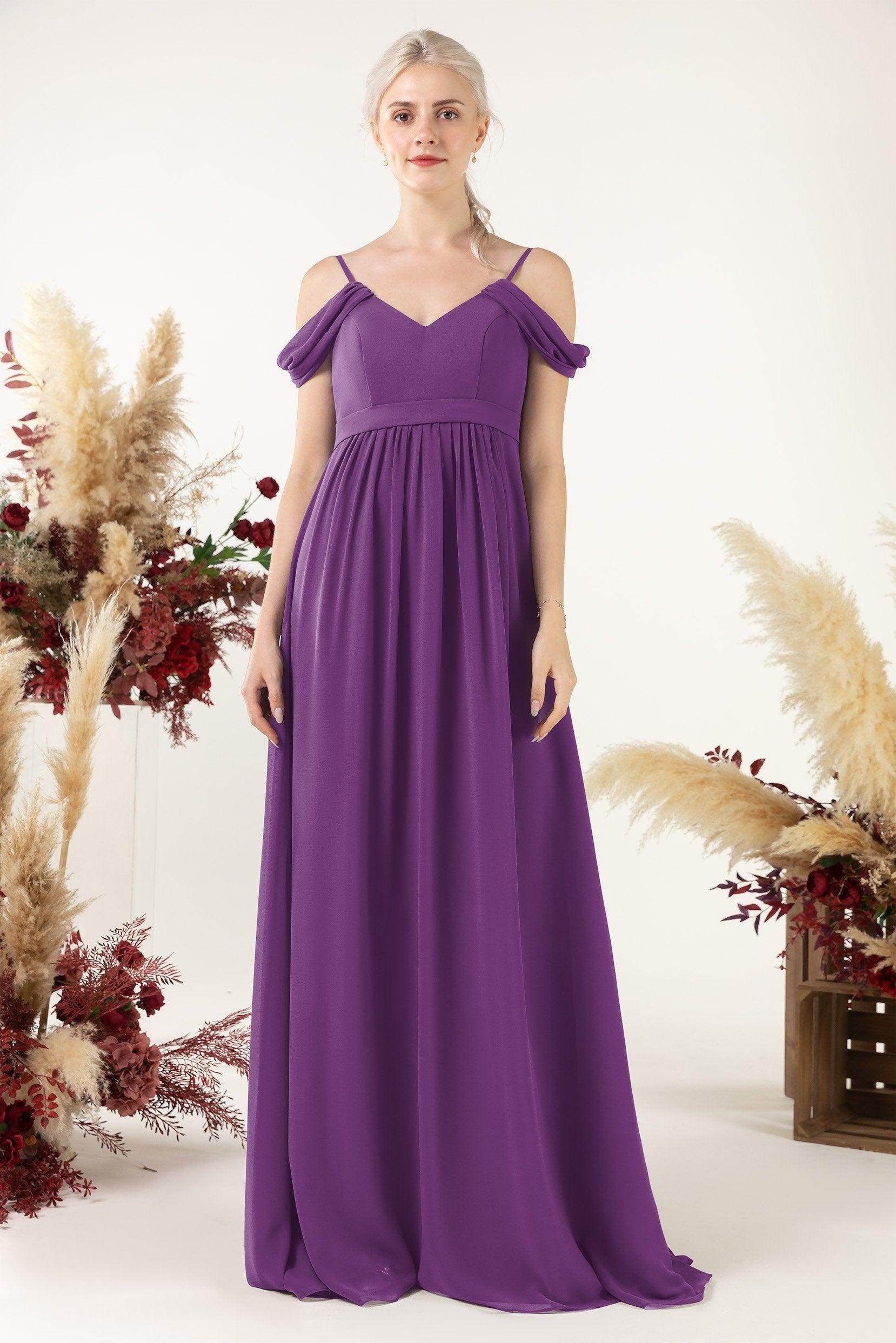 A-Line Floor Length Chiffon Bridesmaid Dress CB0476 - COCOMELODY