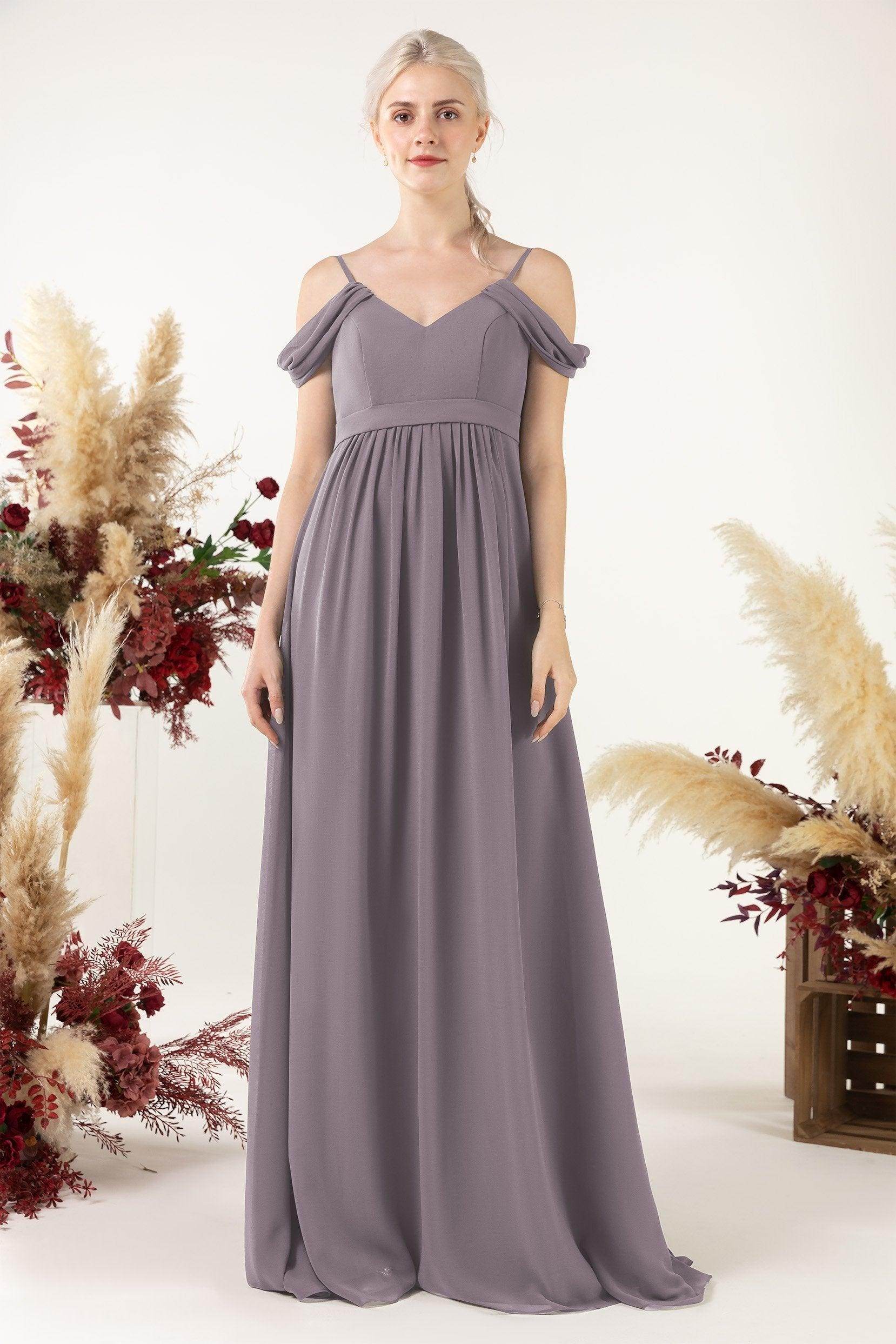 A-Line Floor Length Chiffon Bridesmaid Dress CB0476 - COCOMELODY
