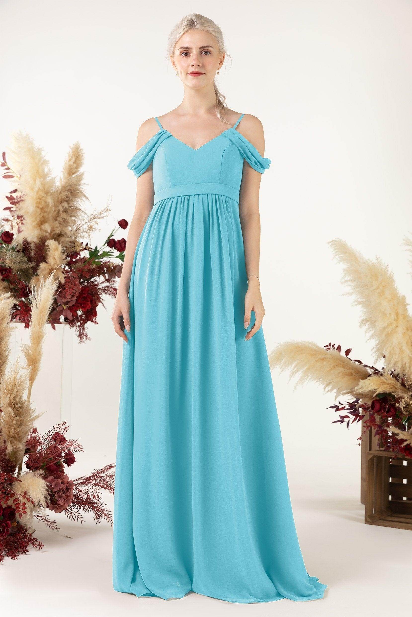 A-Line Floor Length Chiffon Bridesmaid Dress CB0476 - COCOMELODY