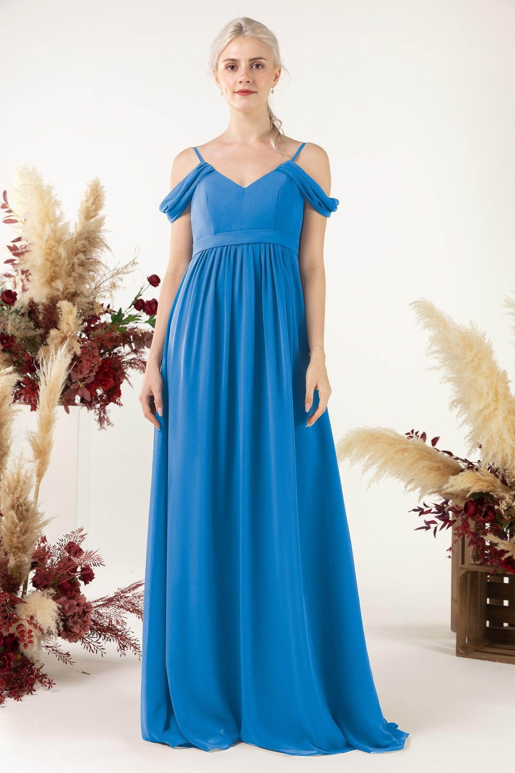 A-Line Floor Length Chiffon Bridesmaid Dress CB0476 - COCOMELODY