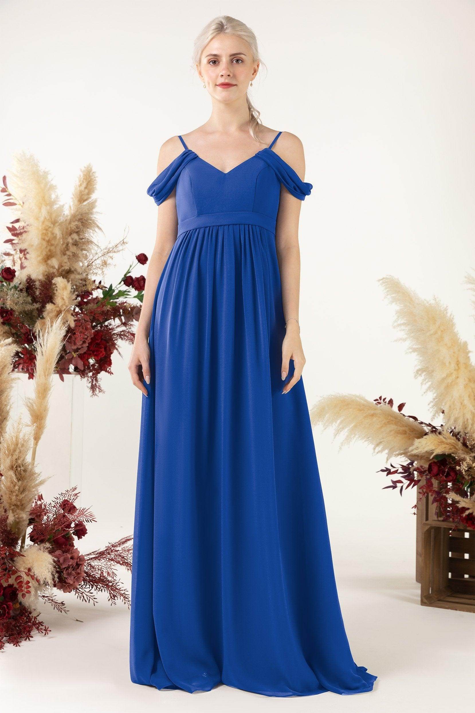 A-Line Floor Length Chiffon Bridesmaid Dress CB0476 - COCOMELODY