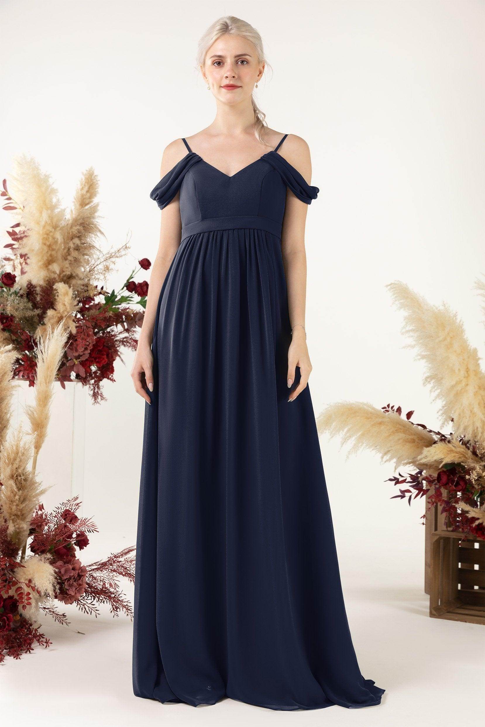A-Line Floor Length Chiffon Bridesmaid Dress CB0476 - COCOMELODY