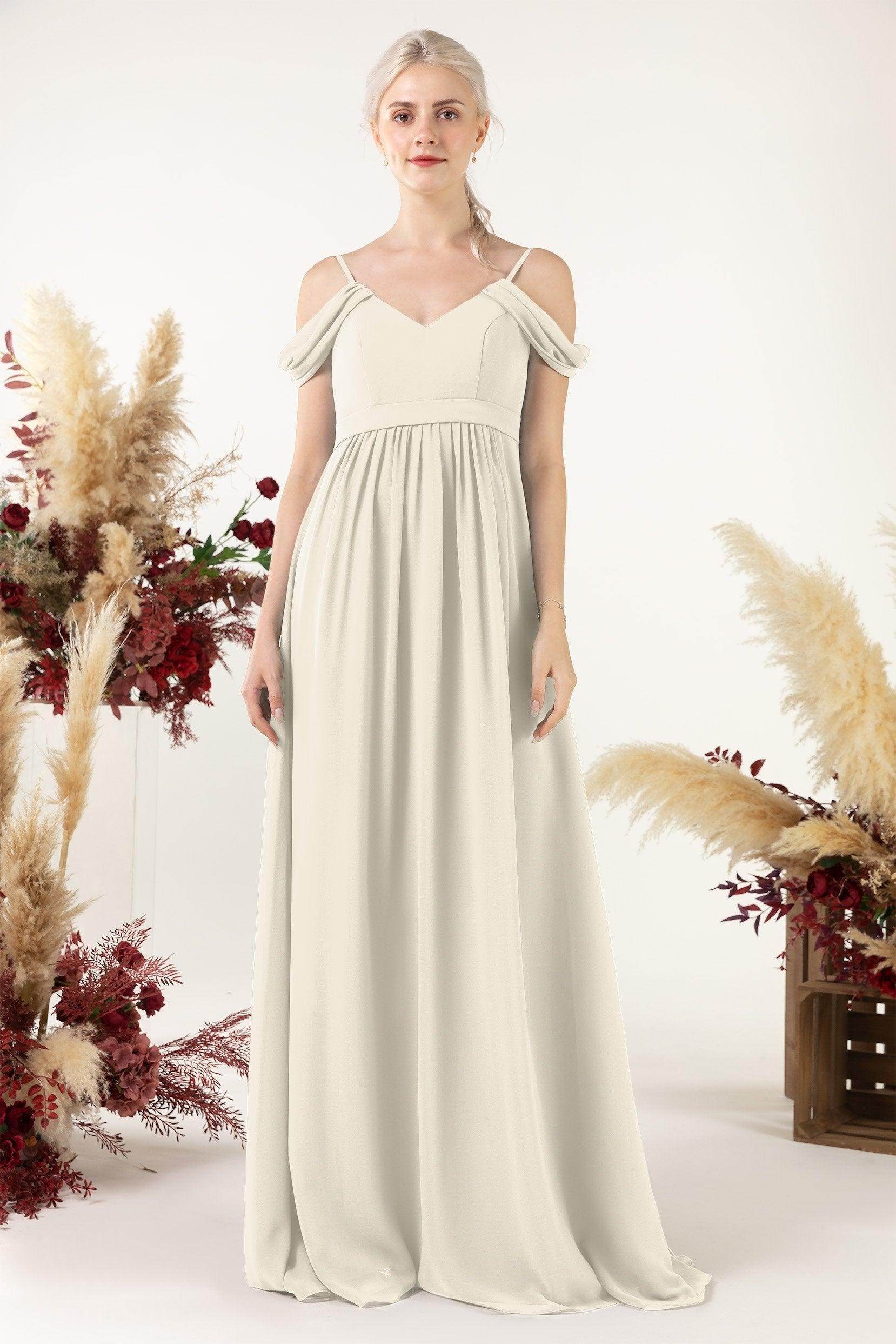 A-Line Floor Length Chiffon Bridesmaid Dress CB0476 - COCOMELODY