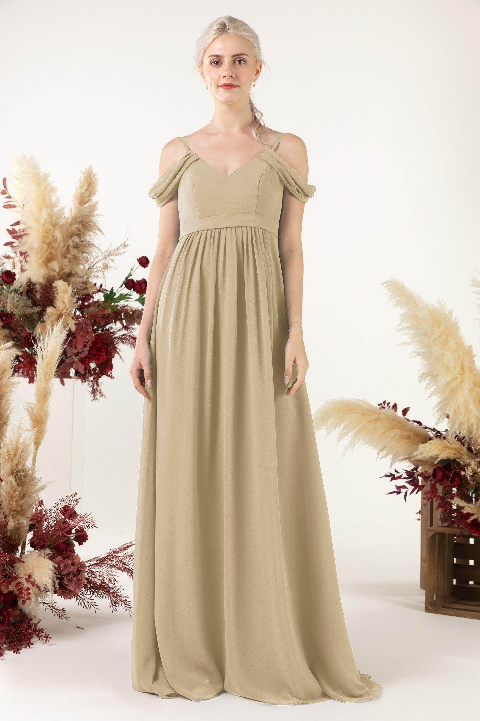 A-Line Floor Length Chiffon Bridesmaid Dress CB0476 - COCOMELODY