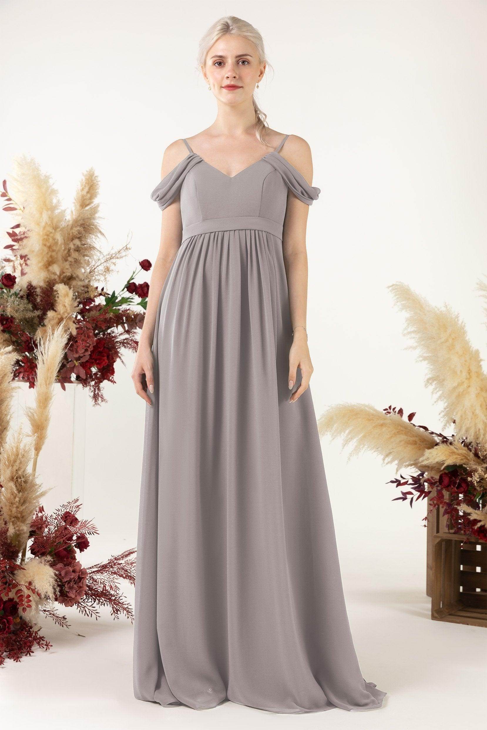 A-Line Floor Length Chiffon Bridesmaid Dress CB0476 - COCOMELODY