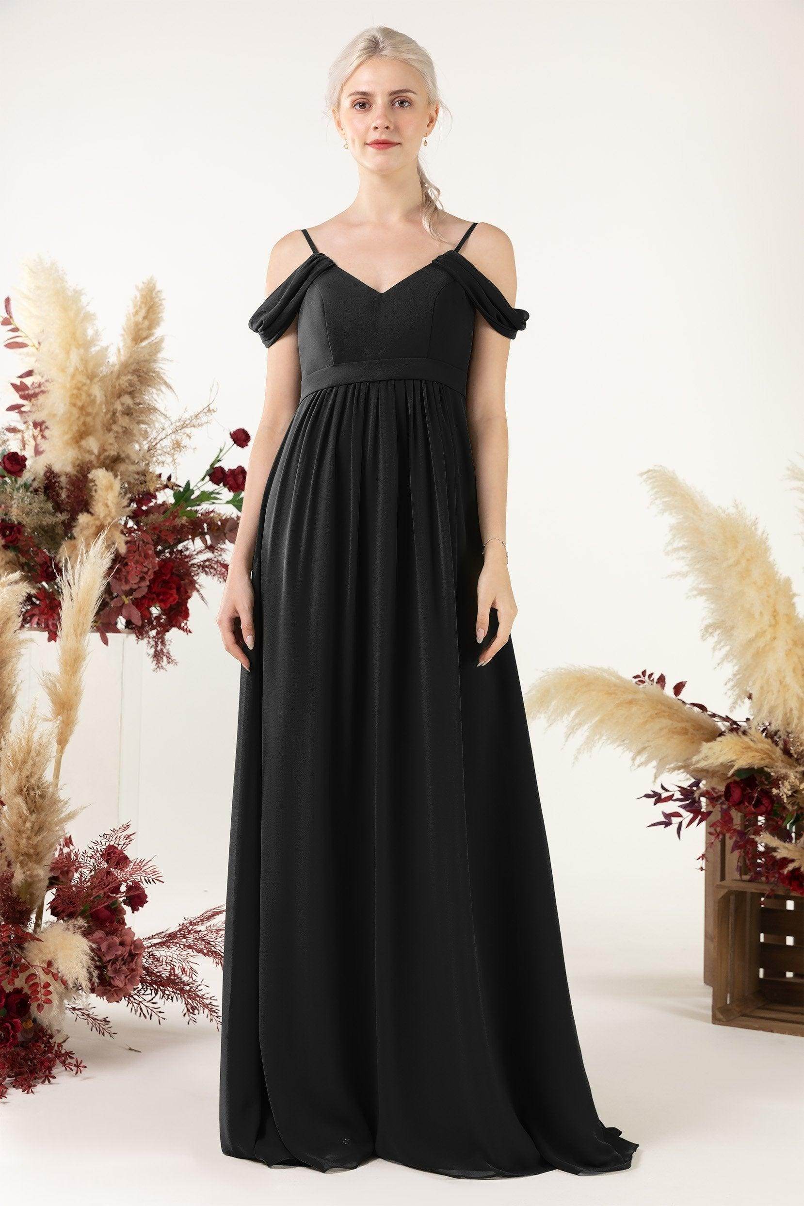 A-Line Floor Length Chiffon Bridesmaid Dress CB0476 - COCOMELODY