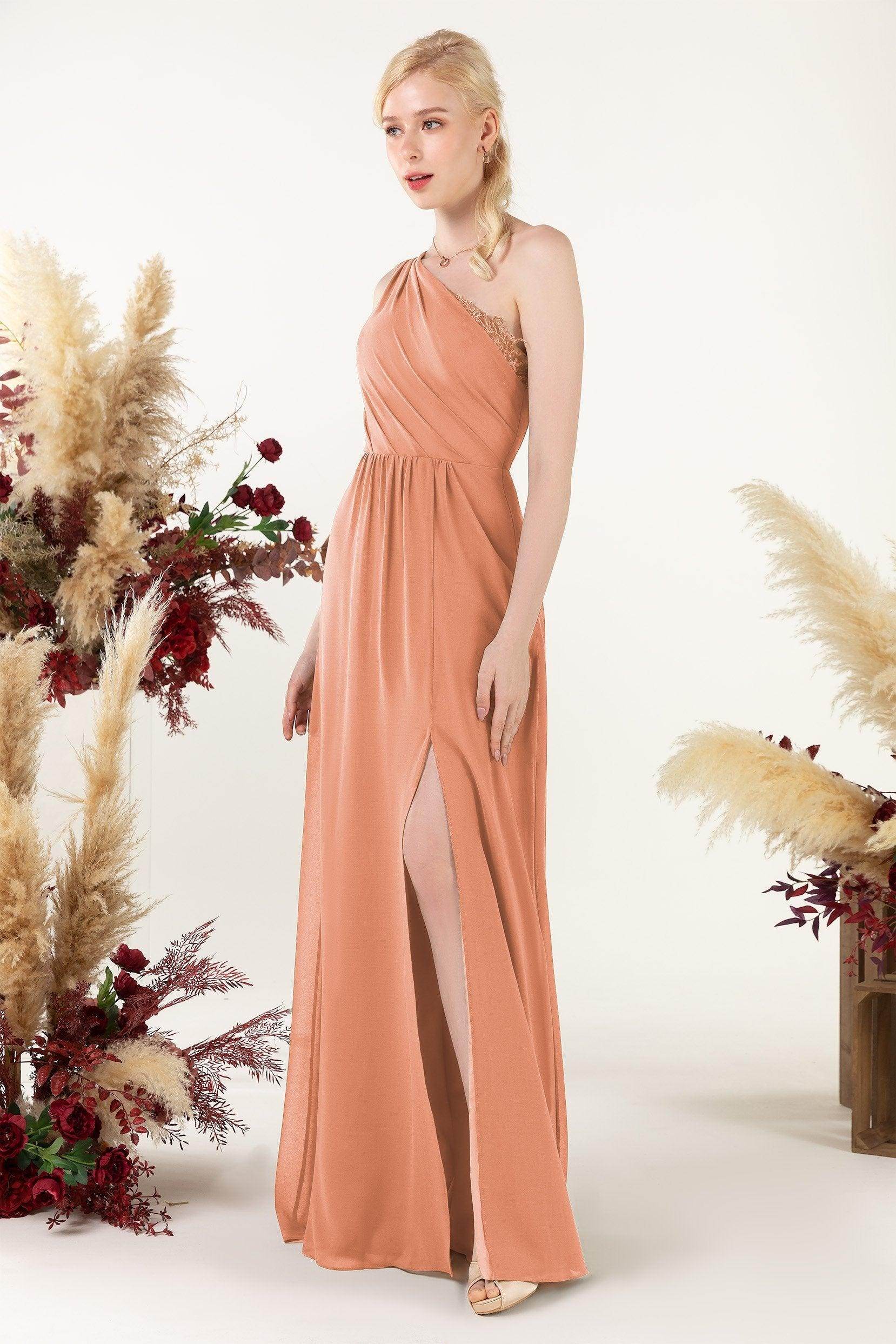 A-Line Floor Length Chiffon Bridesmaid Dress CB0477 - COCOMELODY