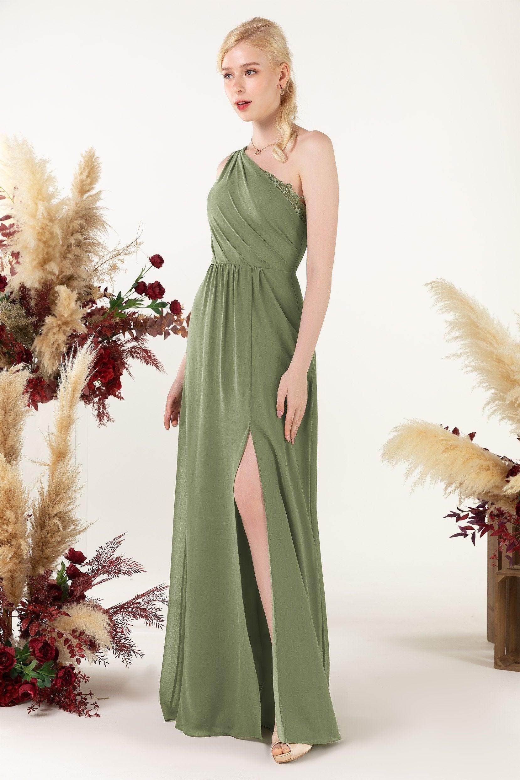 A-Line Floor Length Chiffon Bridesmaid Dress CB0477 - COCOMELODY