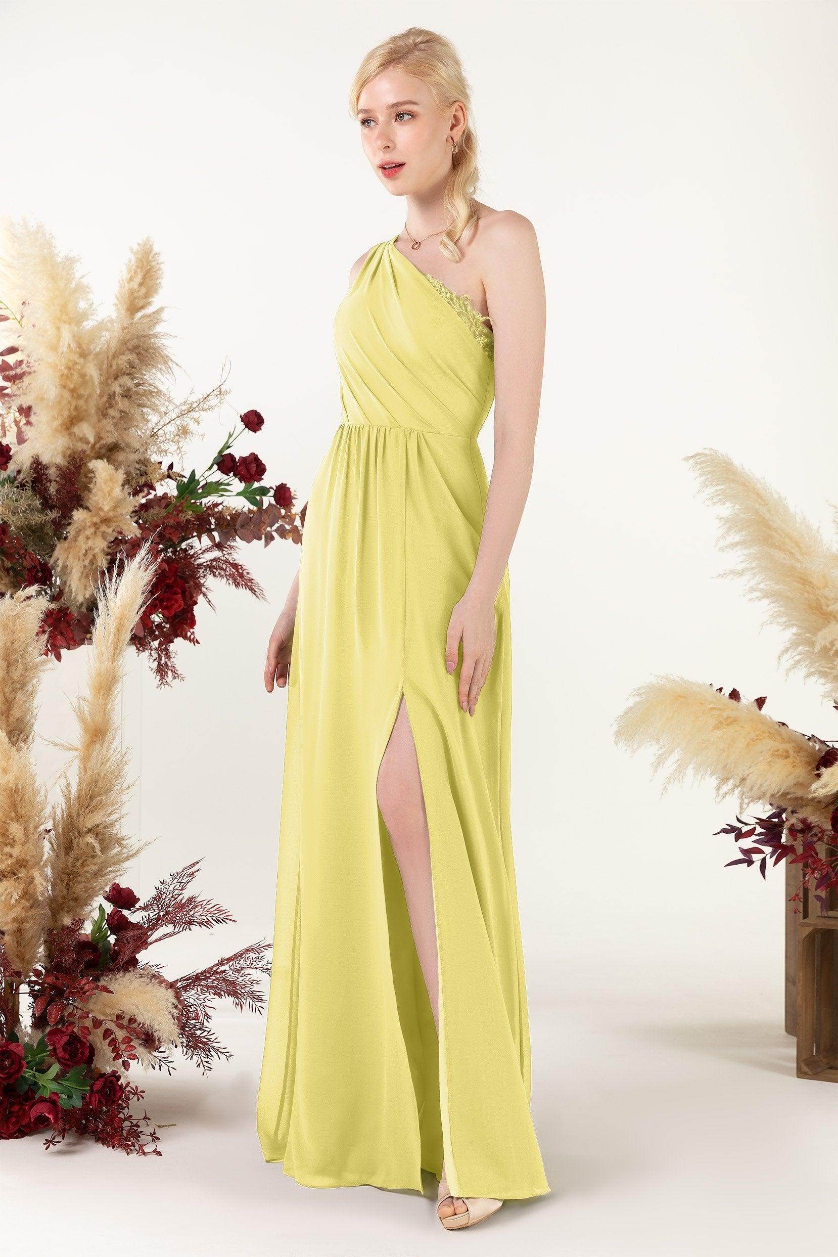 A-Line Floor Length Chiffon Bridesmaid Dress CB0477 - COCOMELODY