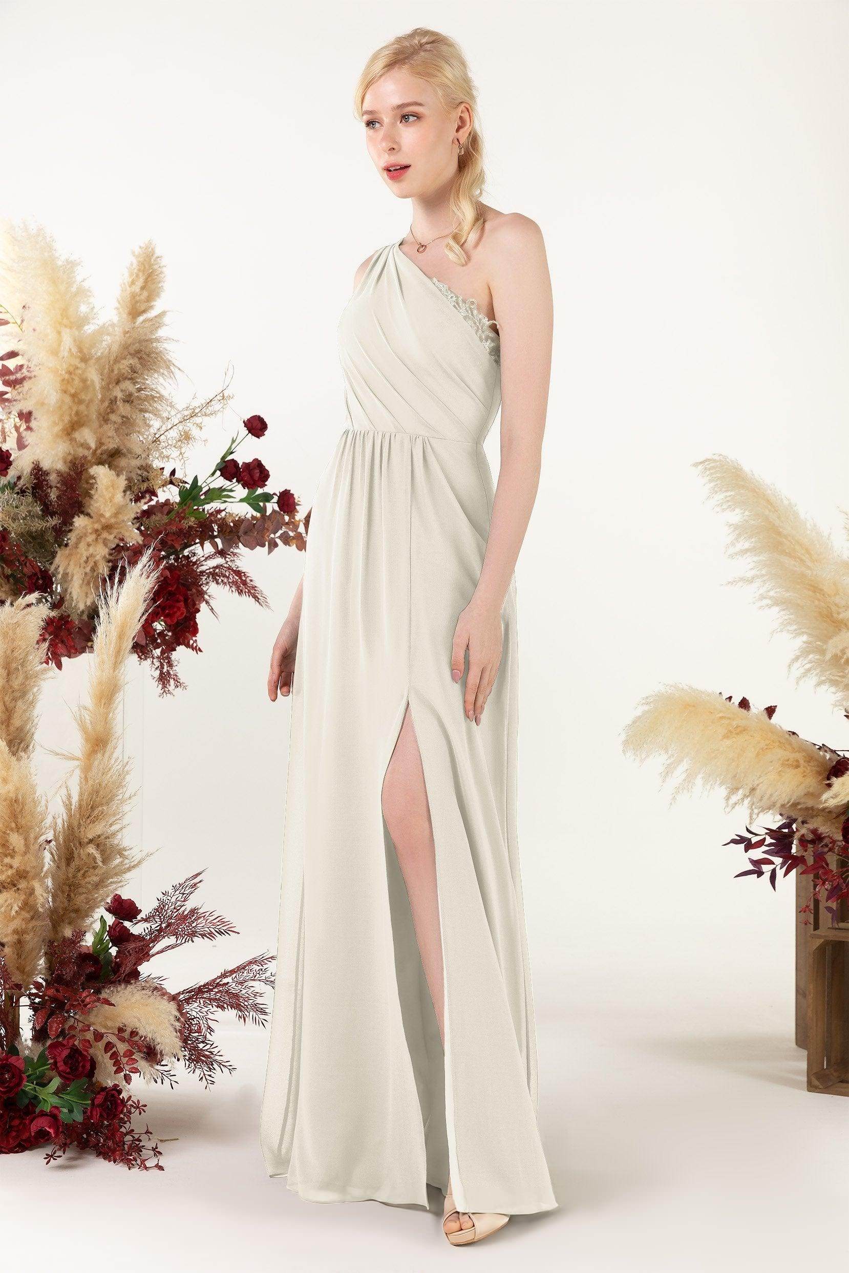 A-Line Floor Length Chiffon Bridesmaid Dress CB0477 - COCOMELODY