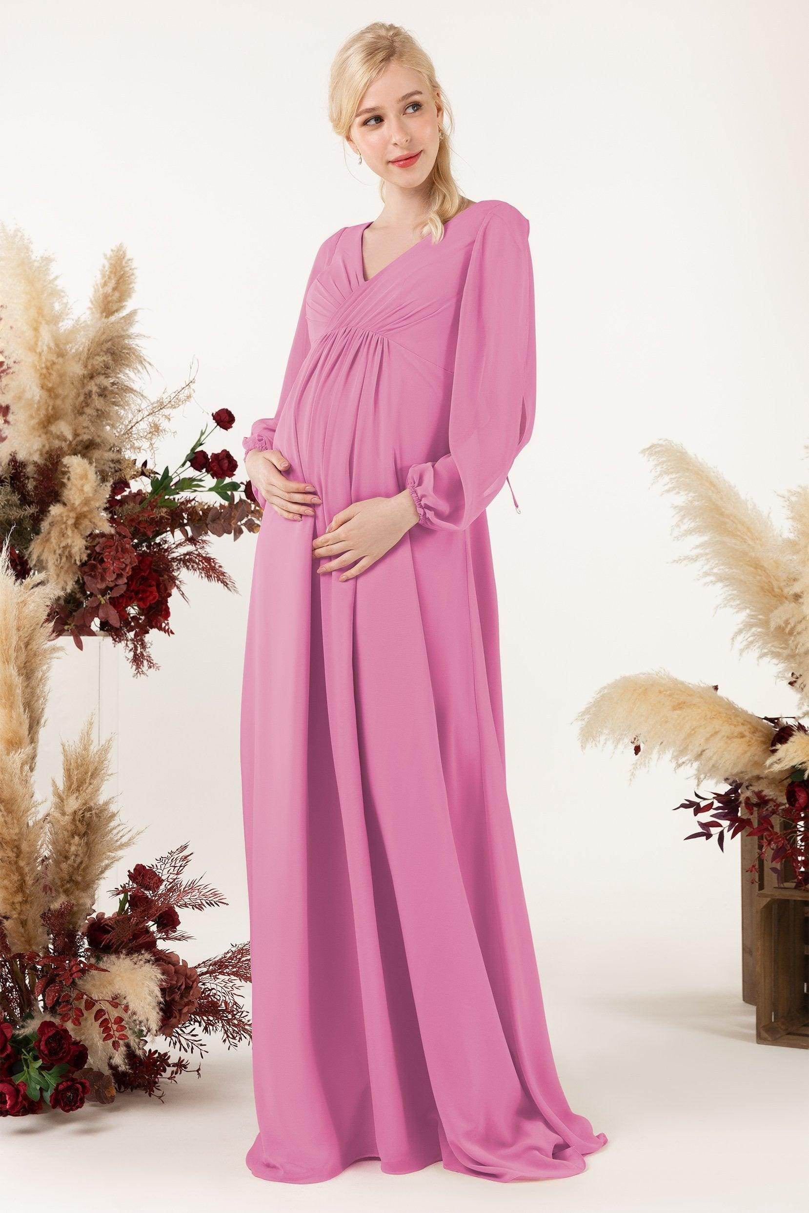 A-Line Sweep-Brush Train Chiffon Bridesmaid Dress CB0479M - COCOMELODY