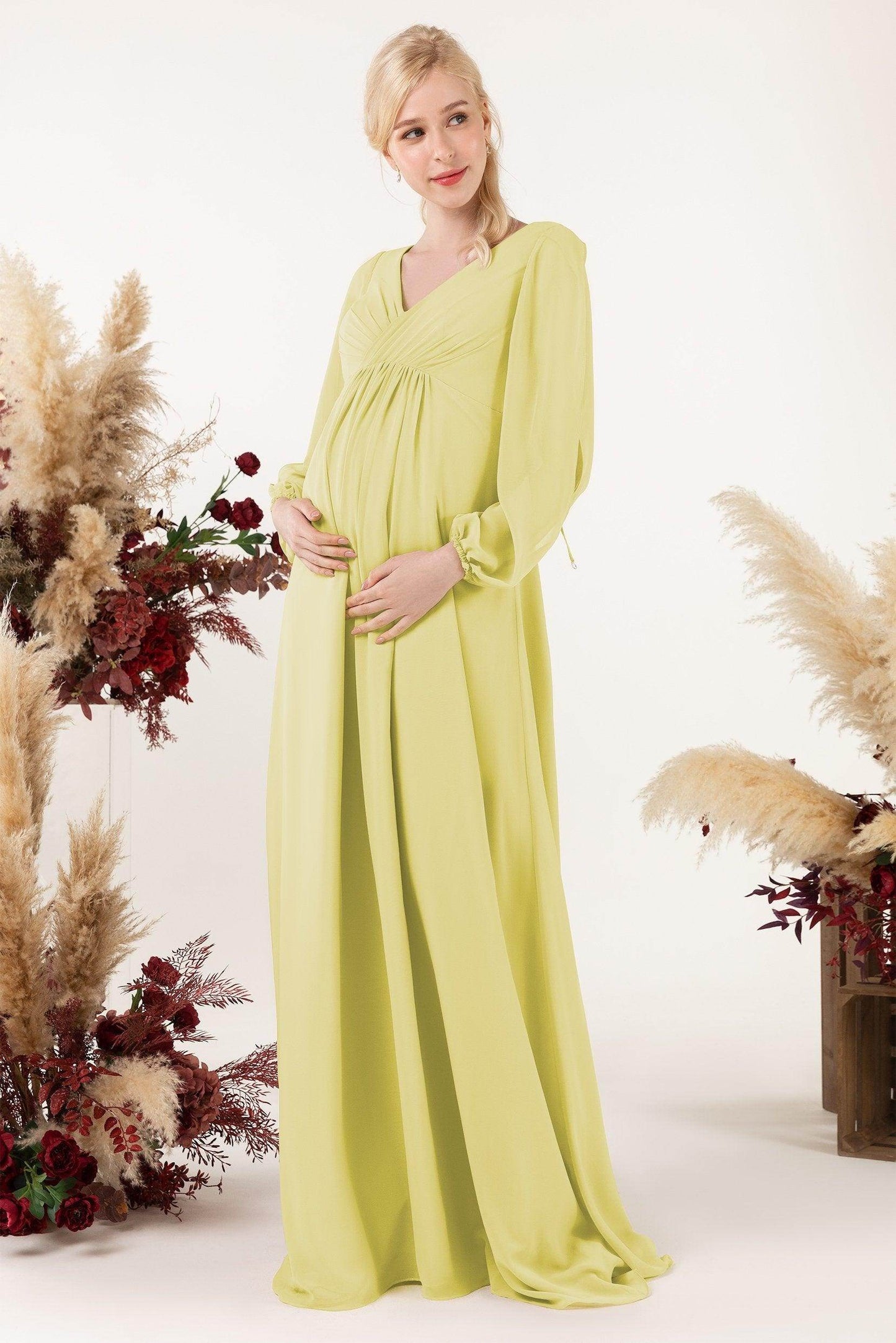 A-Line Sweep-Brush Train Chiffon Bridesmaid Dress CB0479M - COCOMELODY