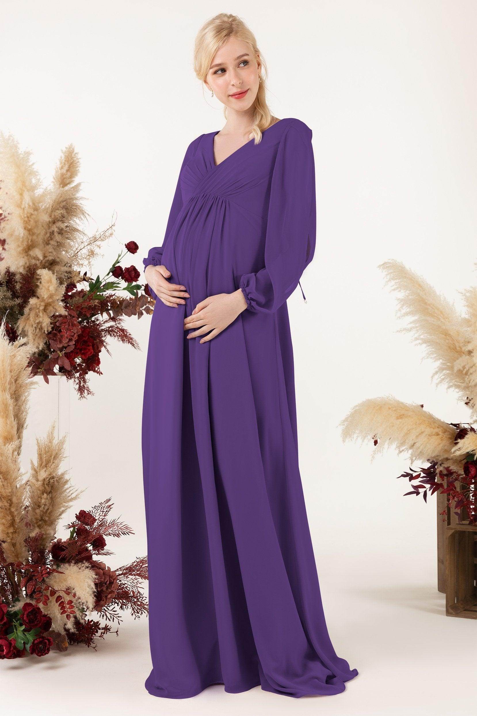 A-Line Sweep-Brush Train Chiffon Bridesmaid Dress CB0479M - COCOMELODY