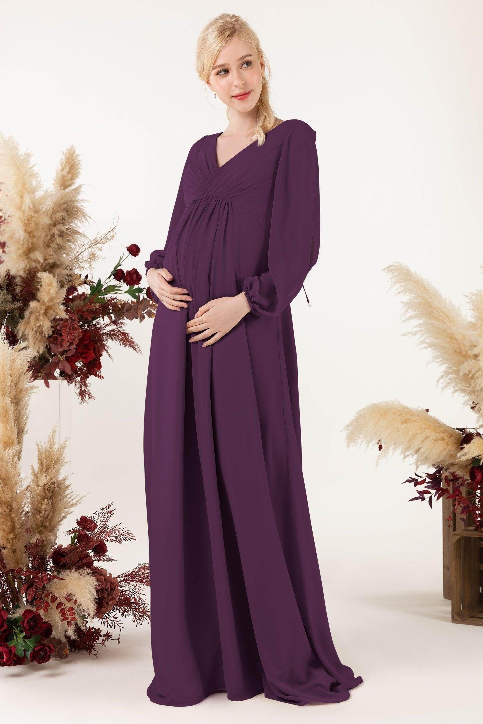 A-Line Sweep-Brush Train Chiffon Bridesmaid Dress CB0479M - COCOMELODY