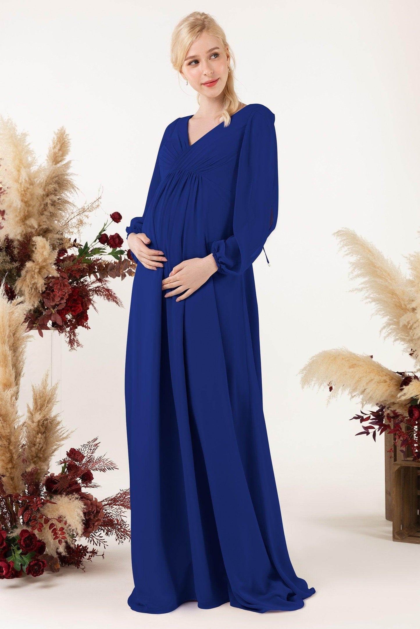 A-Line Sweep-Brush Train Chiffon Bridesmaid Dress CB0479M - COCOMELODY
