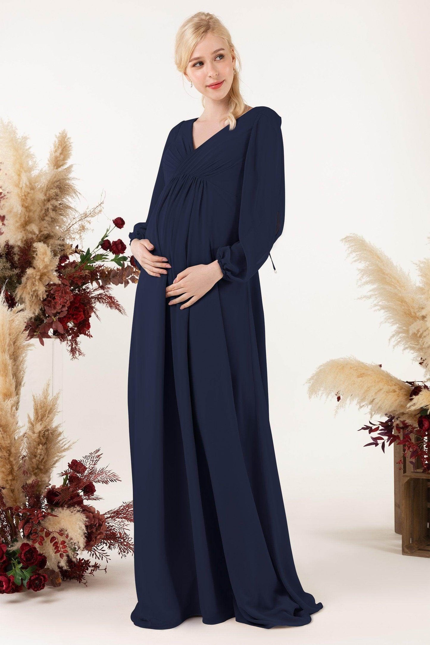 A-Line Sweep-Brush Train Chiffon Bridesmaid Dress CB0479M - COCOMELODY