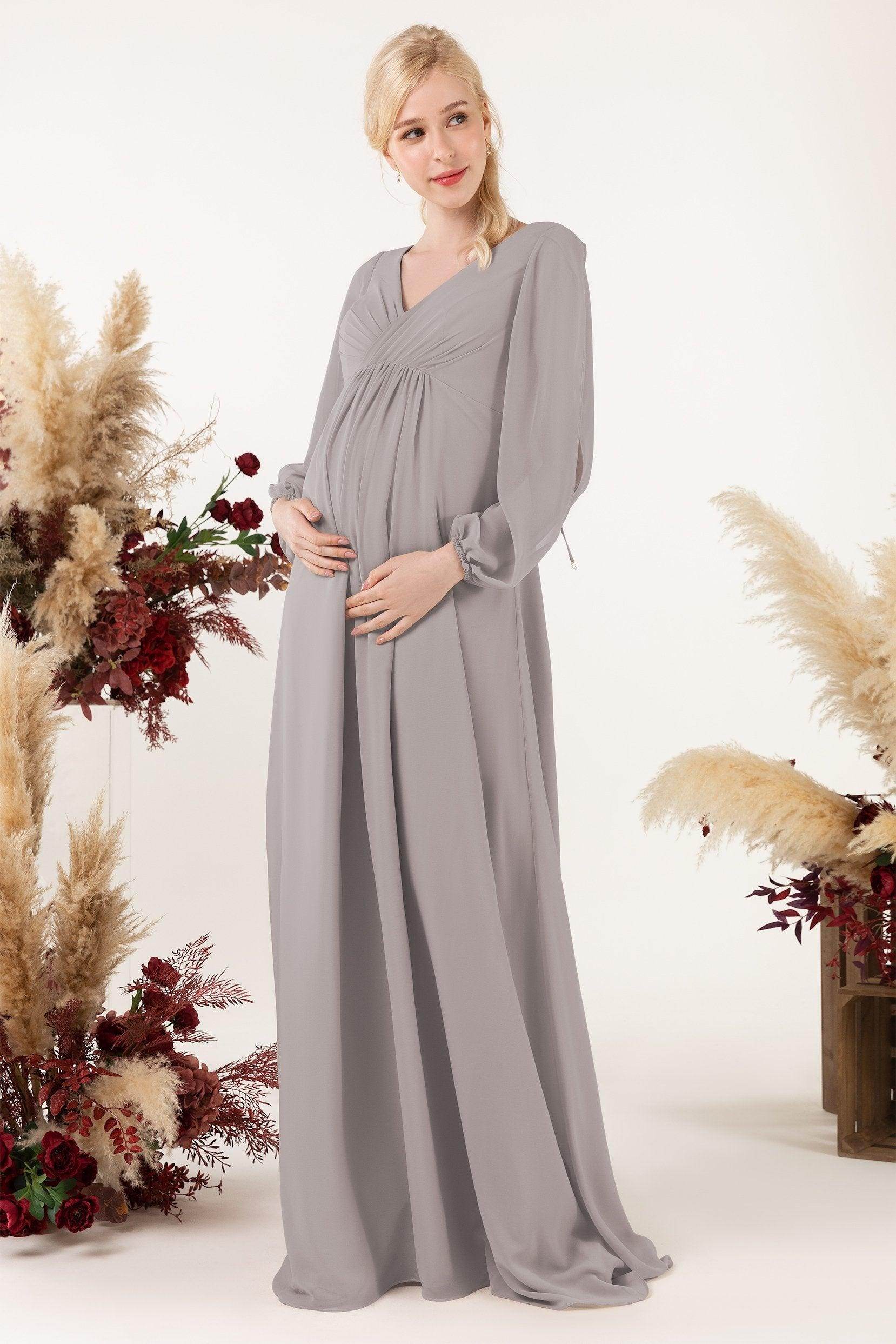A-Line Sweep-Brush Train Chiffon Bridesmaid Dress CB0479M - COCOMELODY