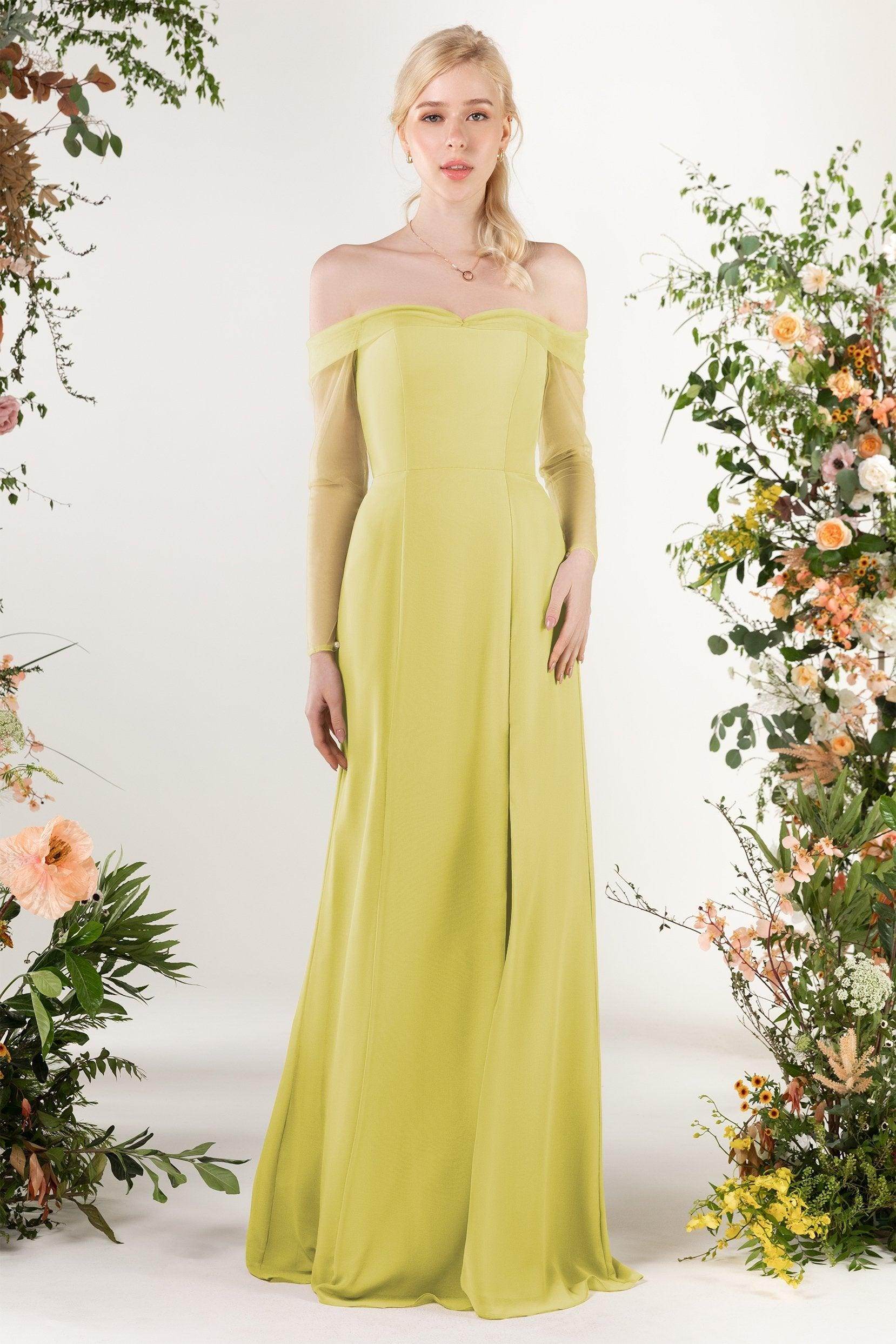 Trumpet Sweep-Brush Train Chiffon Bridesmaid Dress CB0480 - COCOMELODY